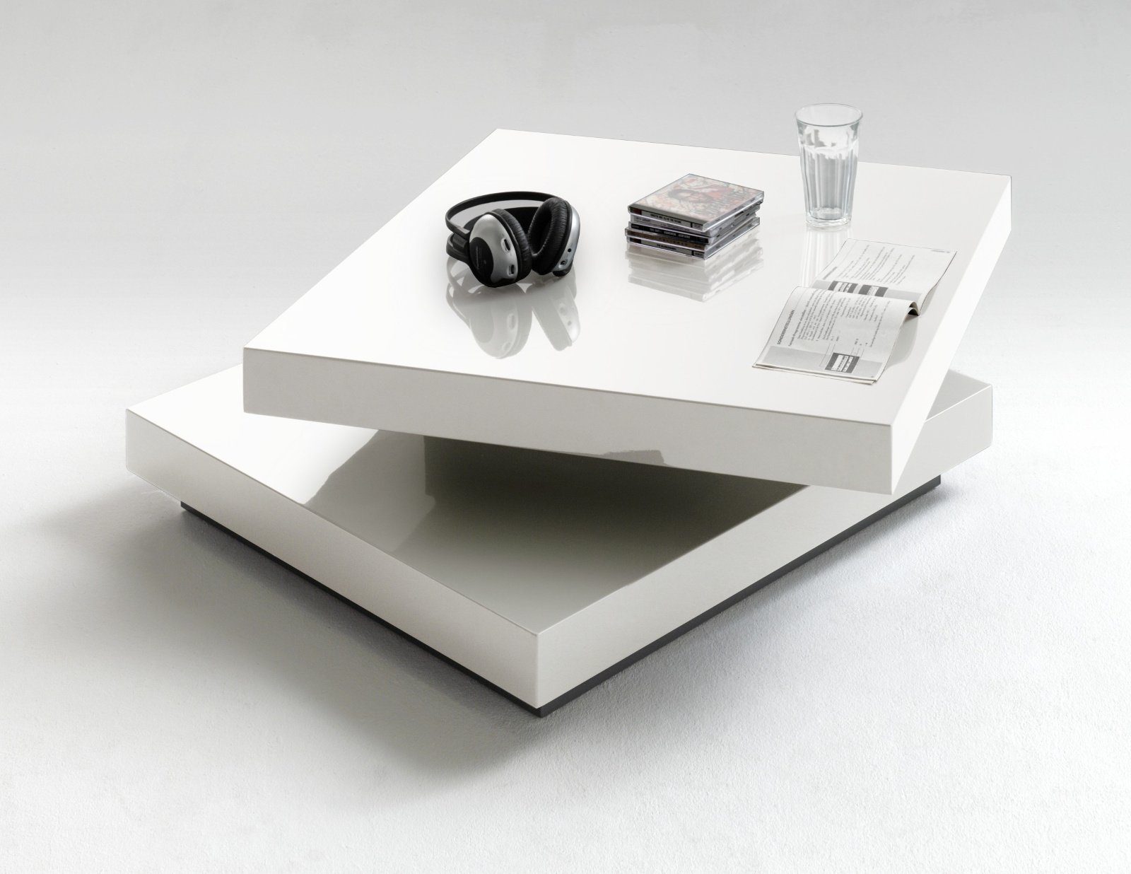 MCA furniture schwenkbar Hochglanz, Hugo Tisch cm), Couchtisch weiß quadratisch, (Wohnzimmertisch 75x75