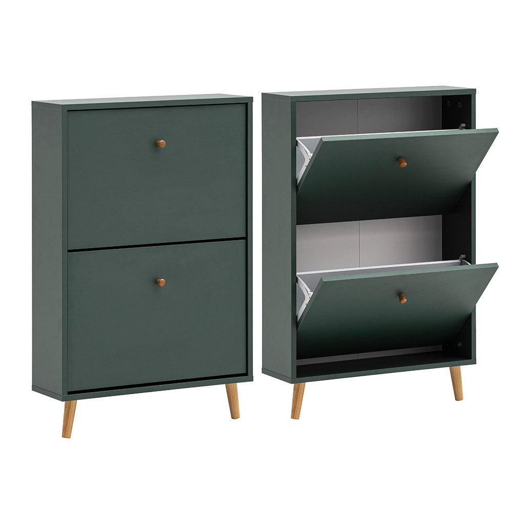 Lomadox Schuhschrank BELFORT-80 in verschiedenen Farben, Massivholzgrife, 6-9 Paar Schuhe