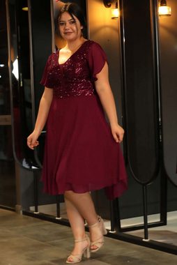 Modabout Abendkleid Damen Midikleid Sommerkleid für große Größen - NELB0553D8631BRD (1-tlg)