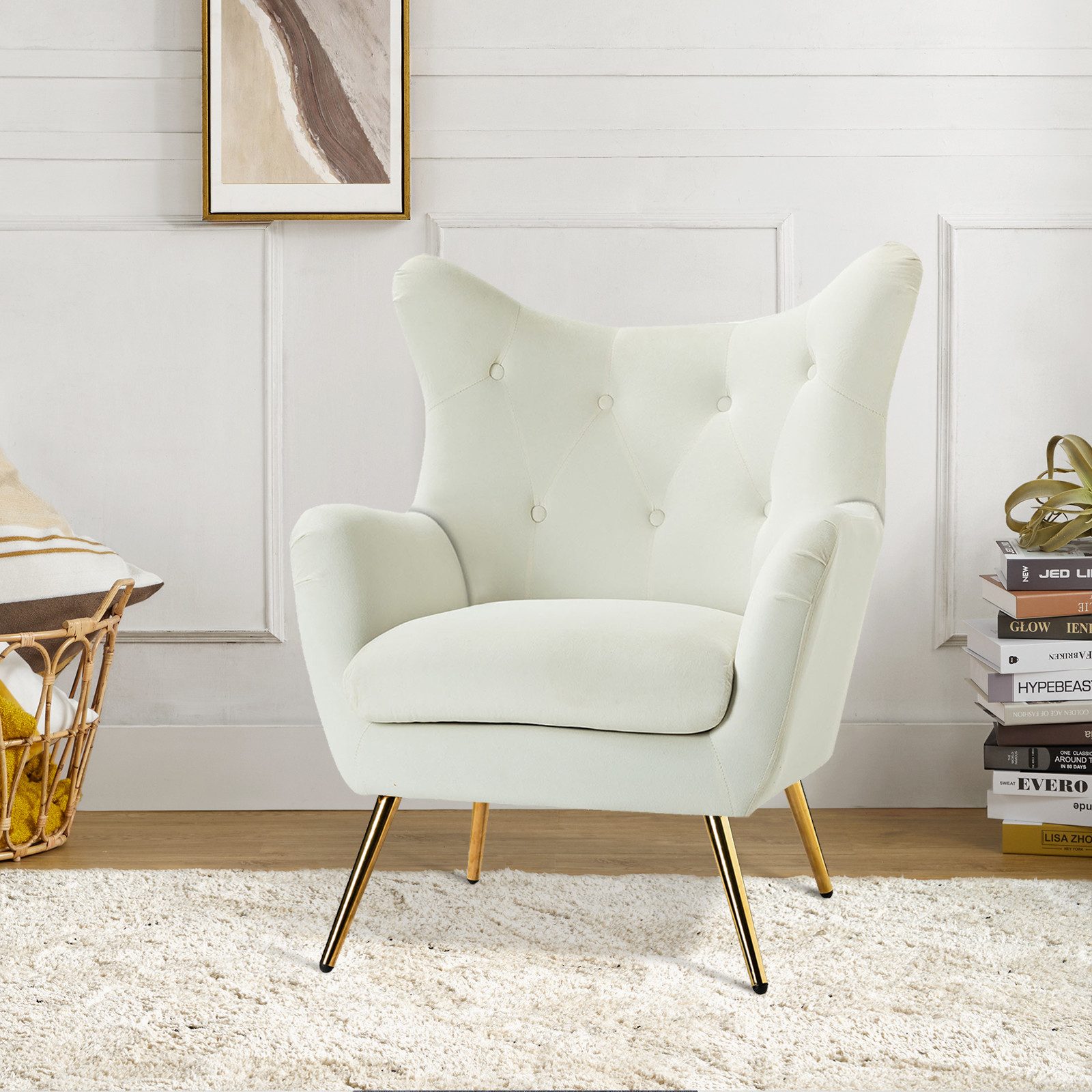 HULALA HOME Ohrensessel gepolsterter Samt Armsessel günstig online kaufen