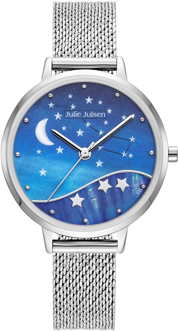 Julsen Julie Himmel, Mond & Quarzuhr Stars JJW1015SME, Silver, Sonne Universum,