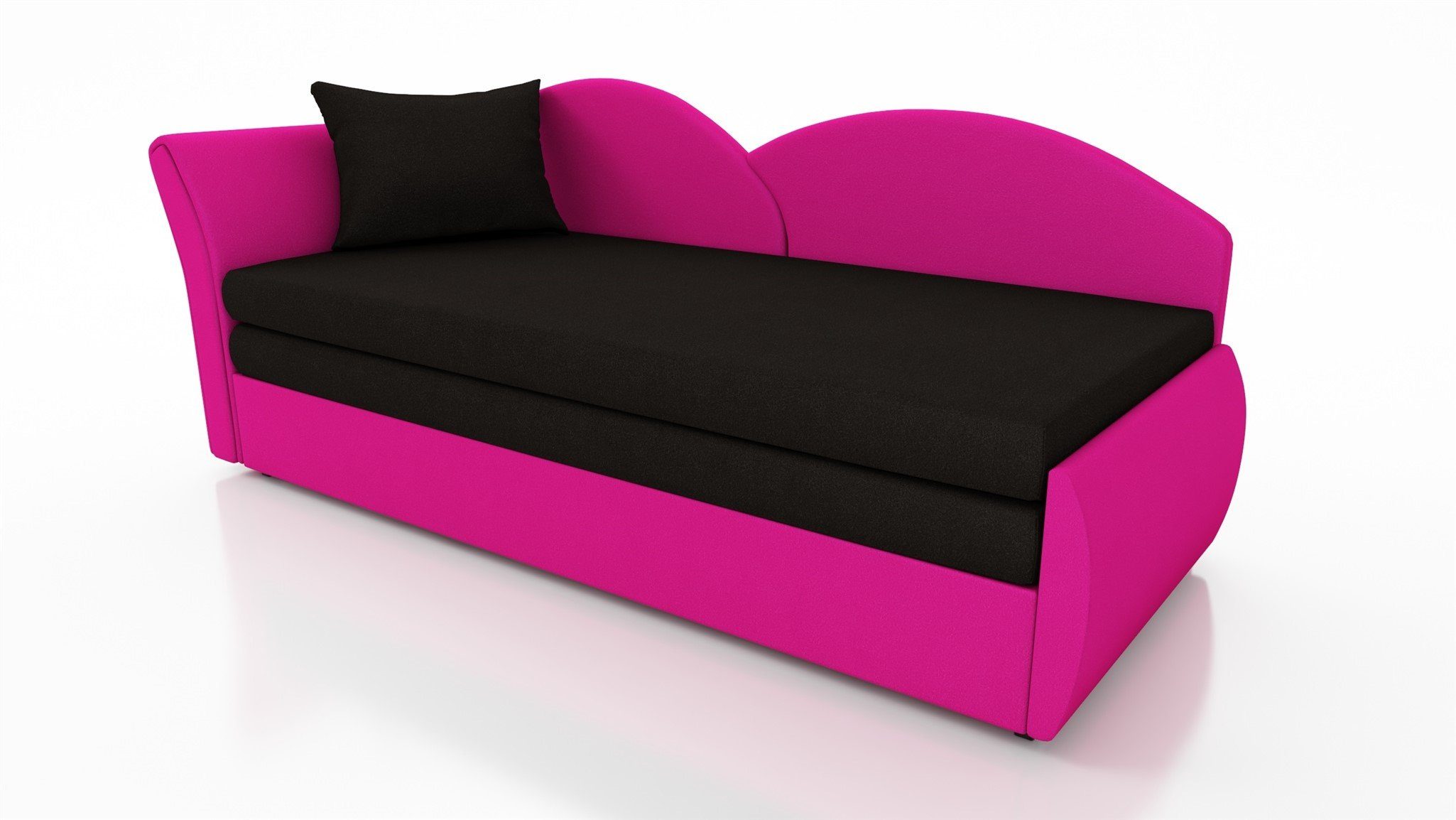 Fun Möbel Schlafsofa Sofa ALINA Links oder Rechts inklusive Bettkasten Stoff Alova, mit Schlaffunktion Pink-Schwarz