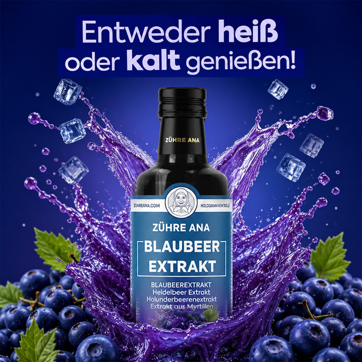 Zühre Ana® Sirup Blaubeerextrakt 640g–100 % Frucht, Konzentrat, Natürlich Aroma, 640 g, Natürliches Aroma und fruchtiger Geschmack Mischverhältnis: 1+5