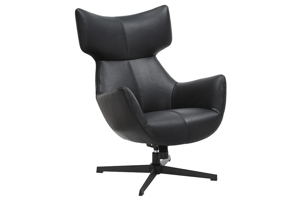 riess-ambiente Sessel VOGUE 105cm schwarz - Kunstleder, Metall, 360° Drehung, Kippfunktion (Einzelartikel, 1-St), Moderner Drehstuhl - ideal für Wohnzimmer oder Lese- & Fernsehecke