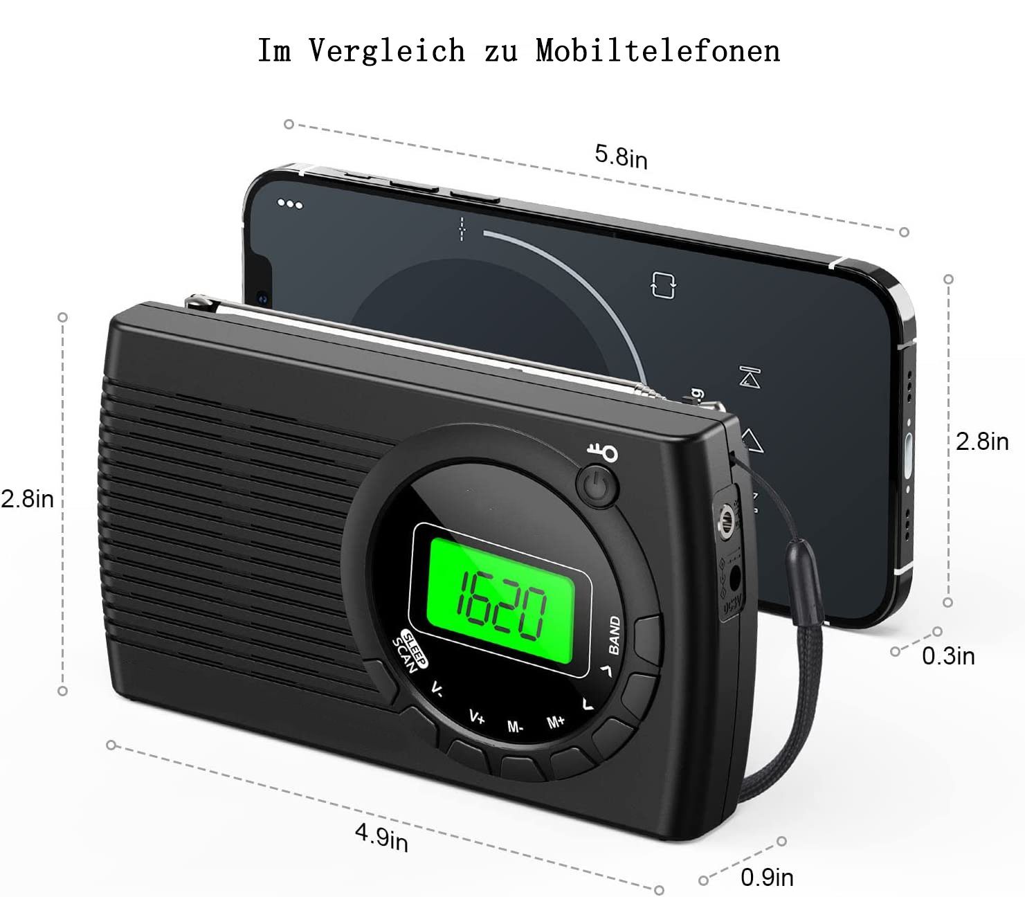GelldG Kleines Radio Tragbare Radios Radio FM/AM/SW, Batteriebetrieben