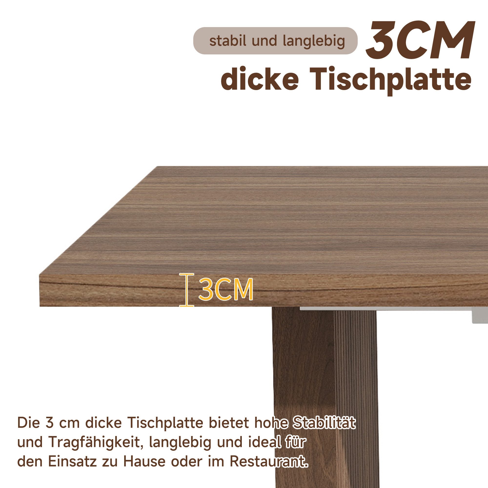 Odikalo Esstisch Küchentisch Wohnzimmertisch Massivholztisch mit Teleskopfunktion (140/200*90 geeignet für 6–8 Personen rechteckige Tischplatte verdickte Tischp – Bild 5 von 5