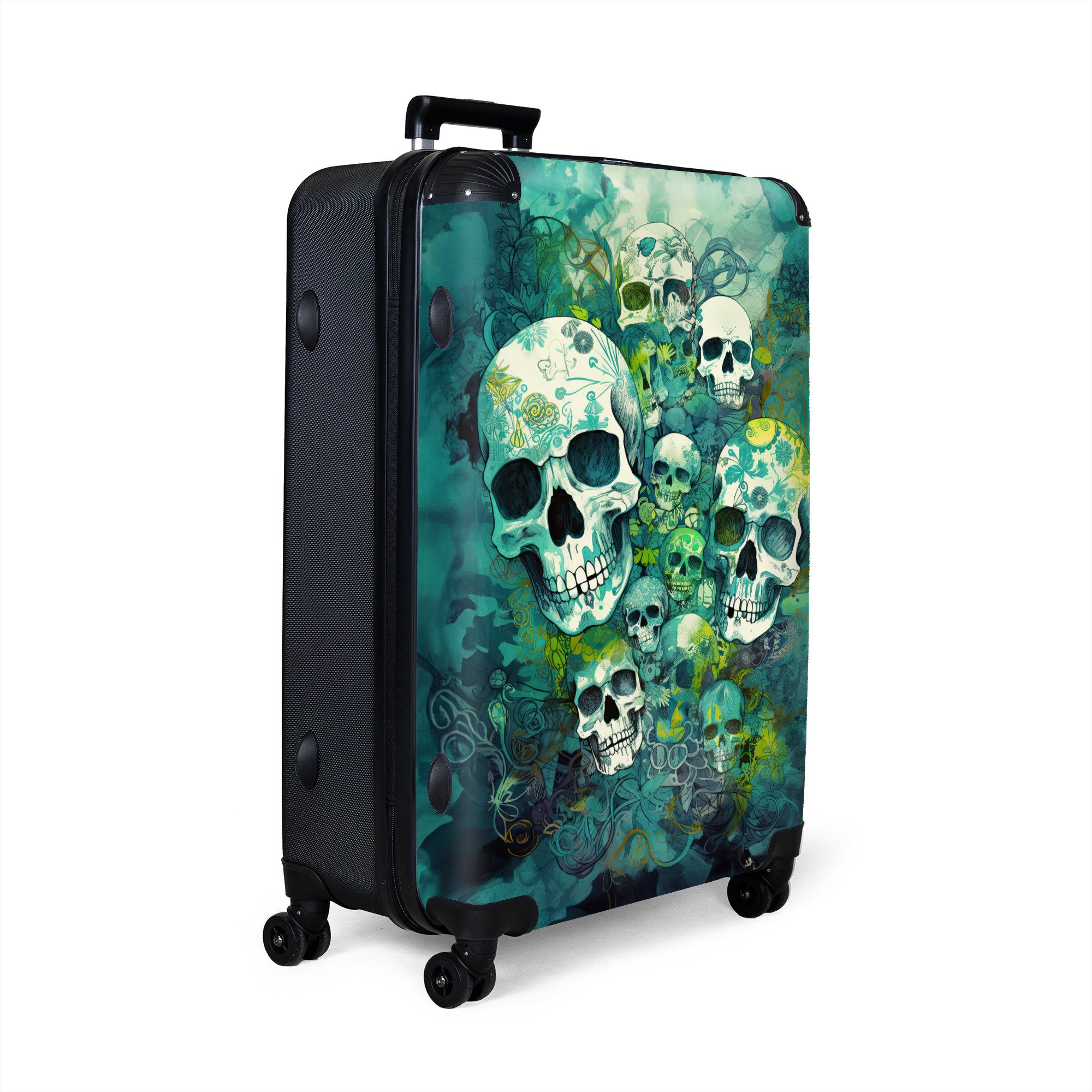 NoBoringSuitcases.com© Hartschalen-Trolley Totenkopf - Aquarell - günstig online kaufen