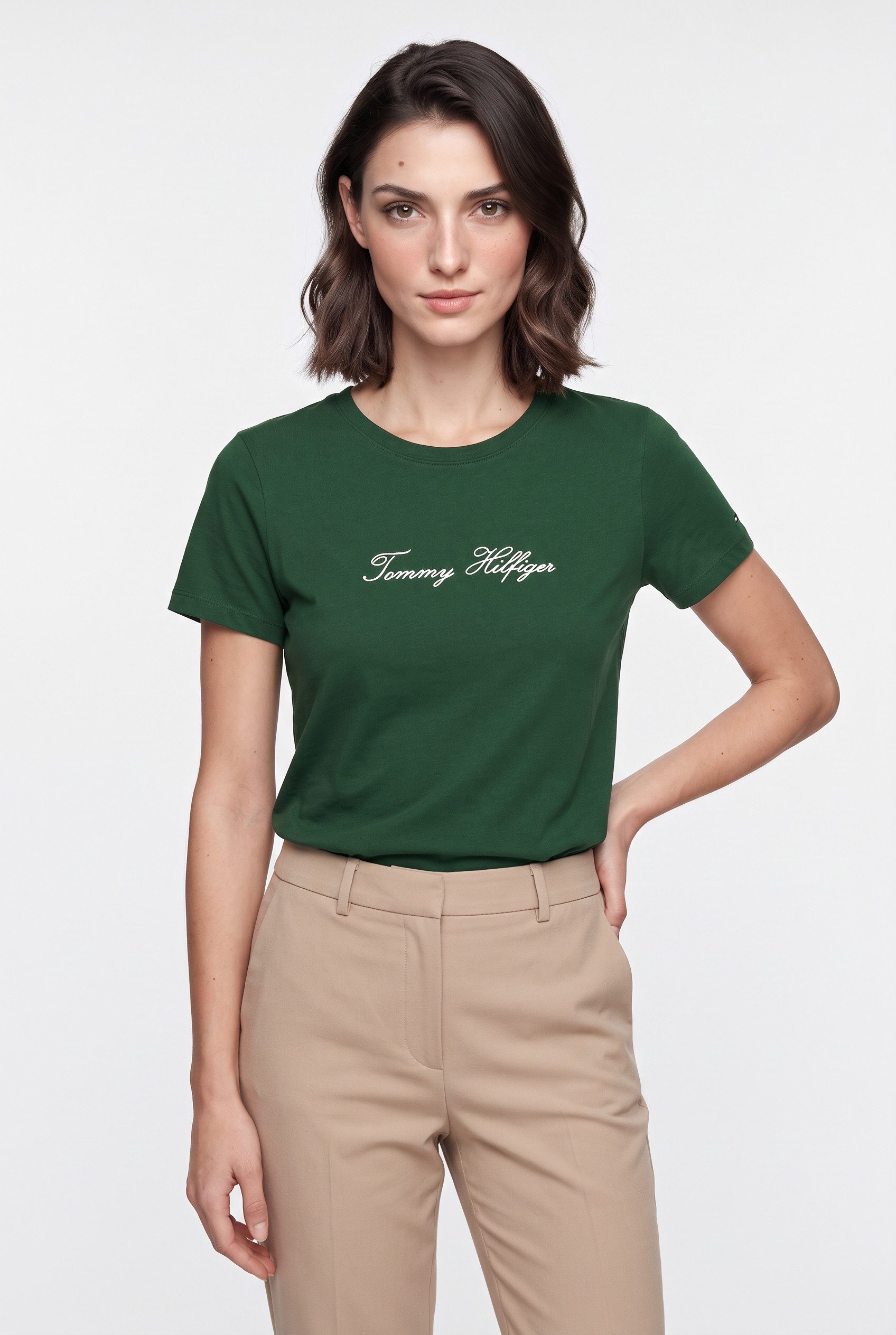Tommy Hilfiger Kurzarmshirt SCRIPT REG C-NK SS T-SHIRT Baumwolle