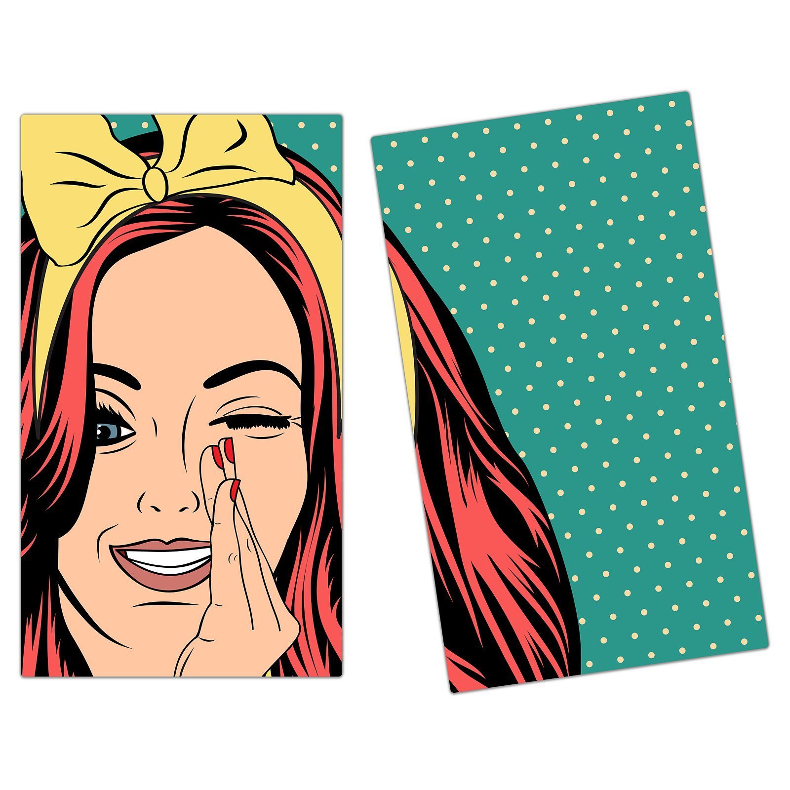 Herd-Abdeckplatte Primedeco aus Glas, Mädchen farbigem tlg) mit Spritzschutz Haar, Herdabdeckplatte (2 Glas