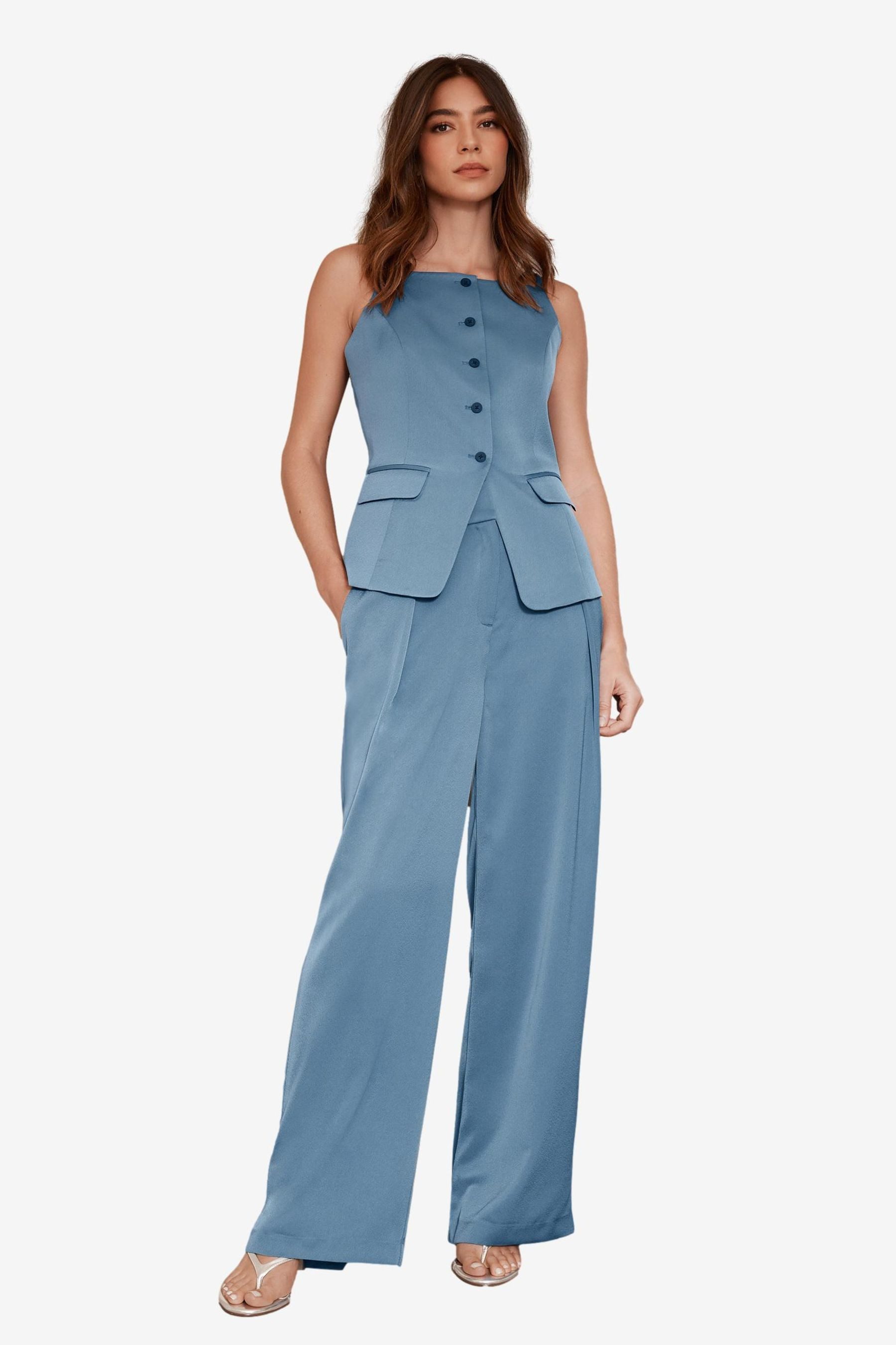 Next Anzugweste Satinweste mit Knopfleiste und eckigem Ausschnitt (1-tlg) günstig online kaufen