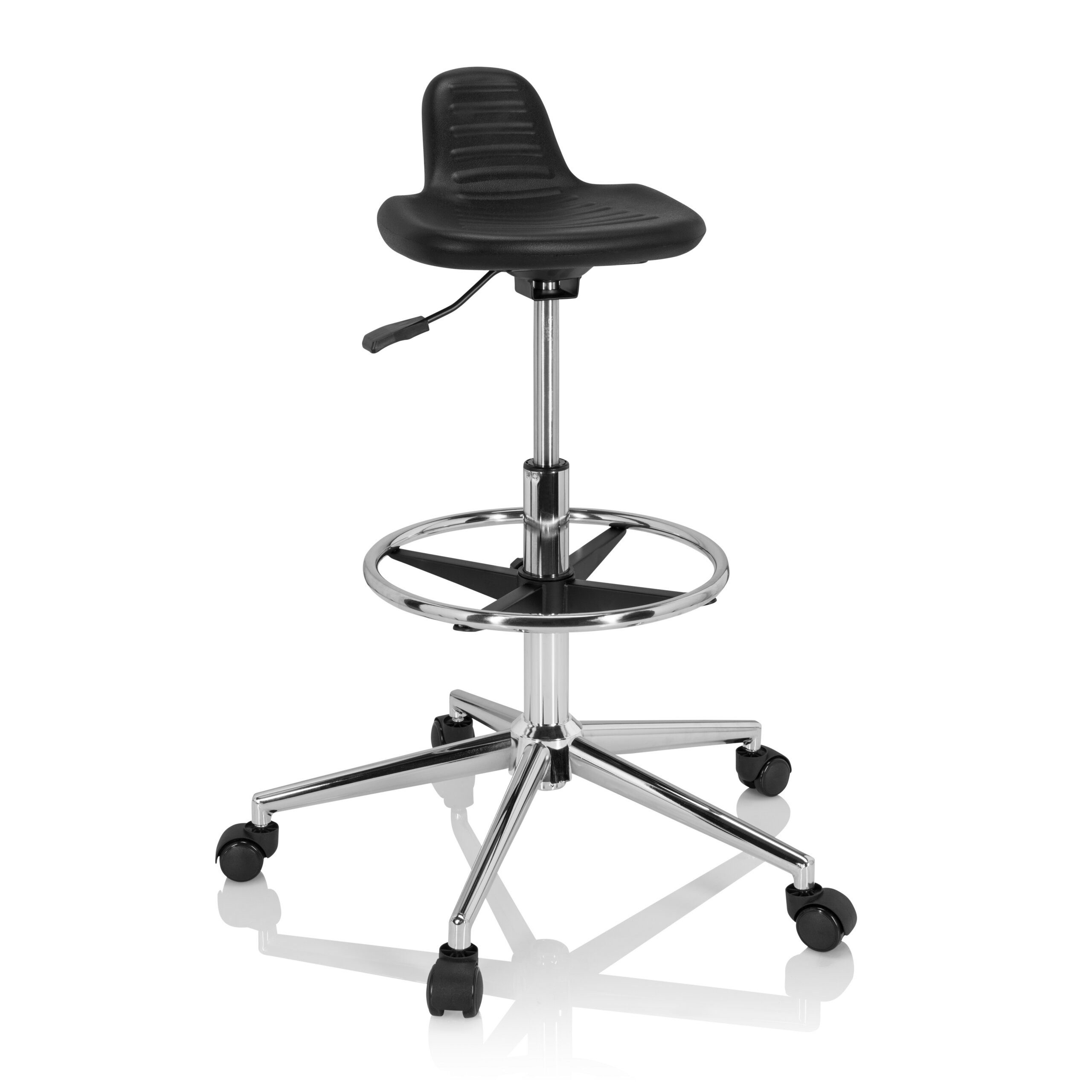 hjh OFFICE Arbeitshocker TOP WORK 03 I Sitzhocker Hartschaum Höhe, Arbeitsstuhl Drehhocker Bürohocker mit Fußring, höhenverstellbar