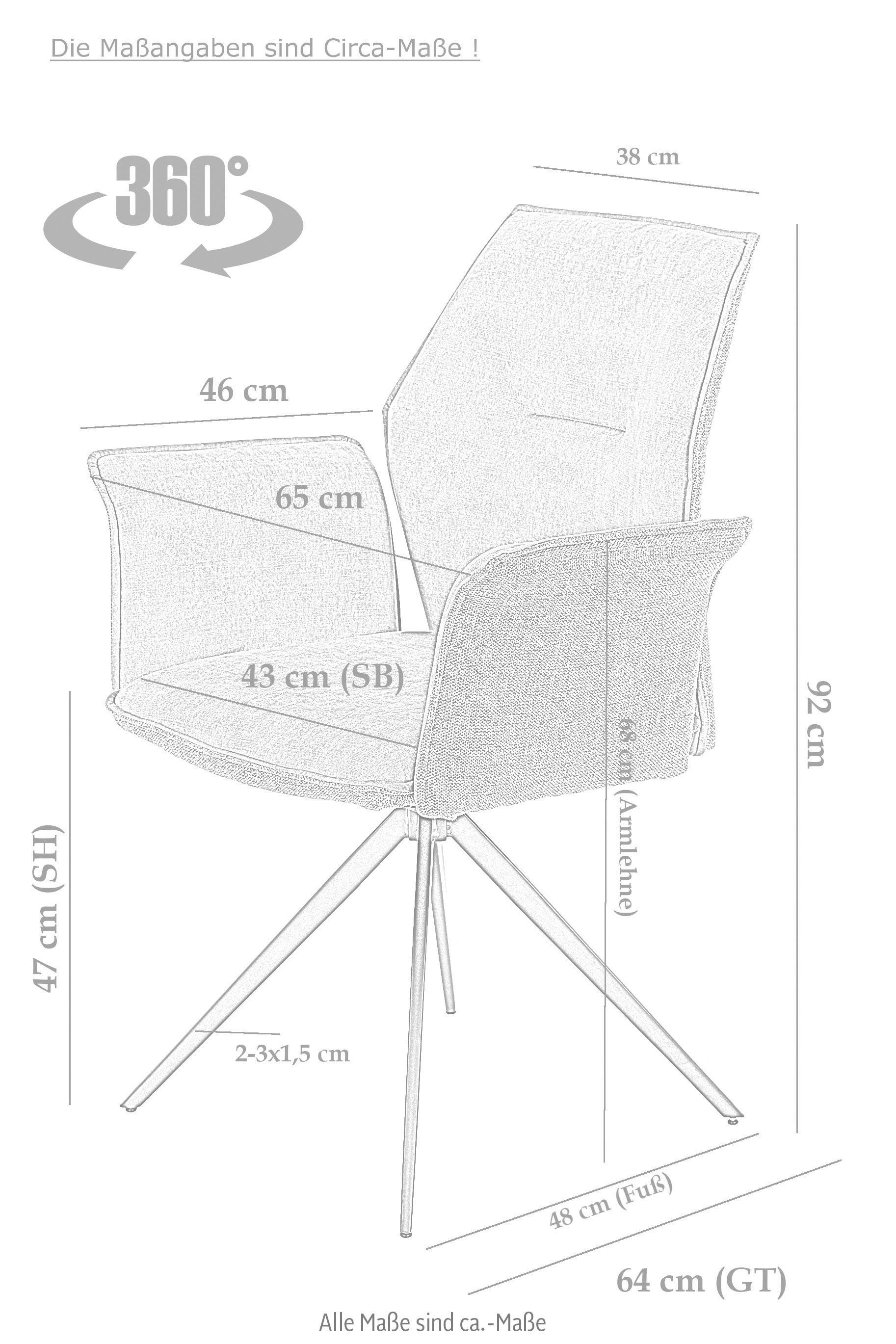 SUSANNE Drehfunktion, Grau Vintage Grau 4 1 Esszimmersessel Vintage Stück | Grau oder HELA (Set), | Vintage