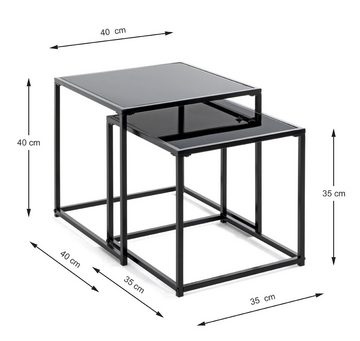 HAKU Beistelltisch HAKU Möbel Beistelltisch 2er Set - schwarz - H. 35/40cm x B. 35/40cm