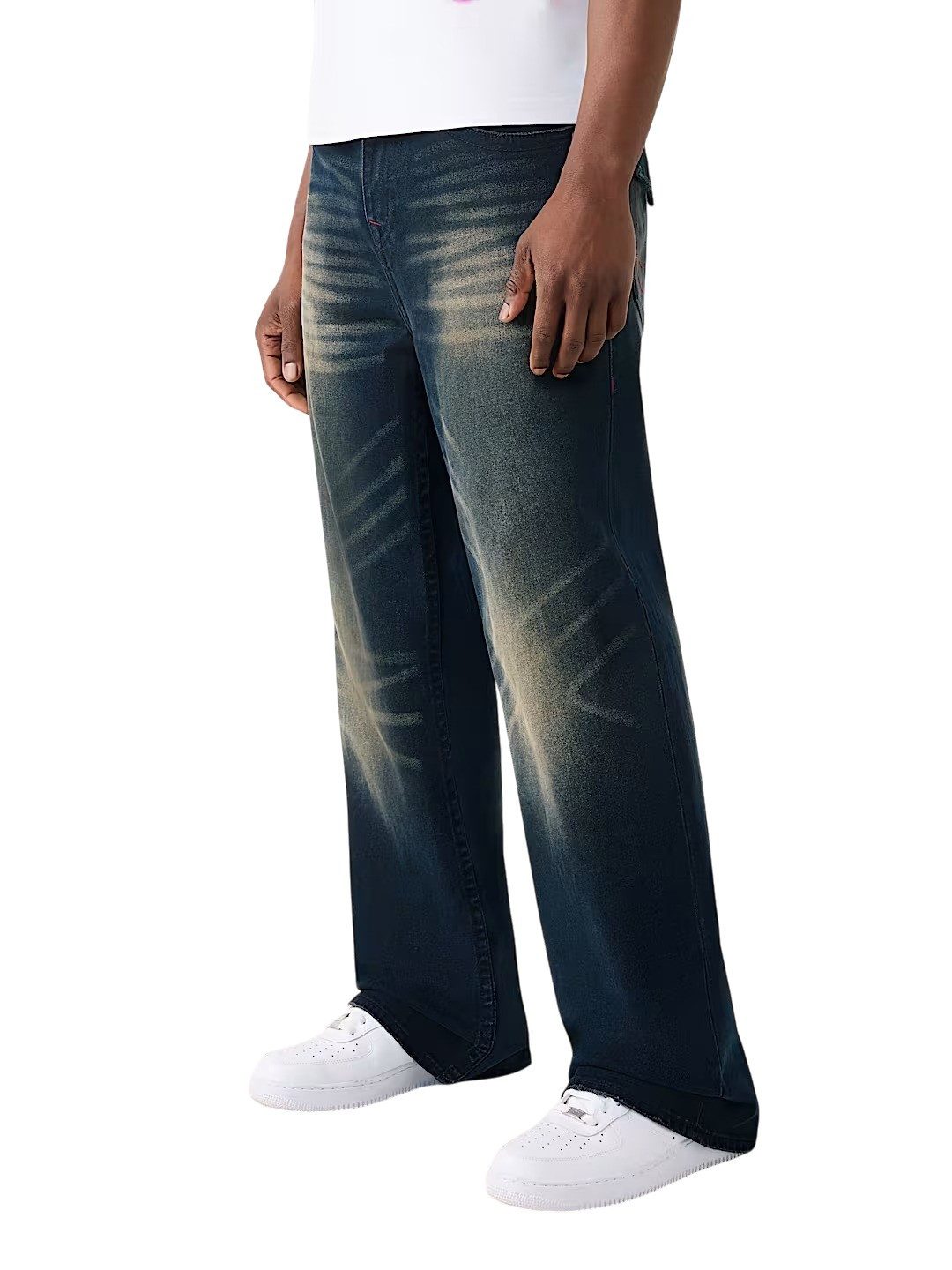 True Religion Relax-fit-Jeans Jeans True Religion Vinny SN Flap (1-tlg) Getönte Waschung mit übertriebenen Schnurrhaaren