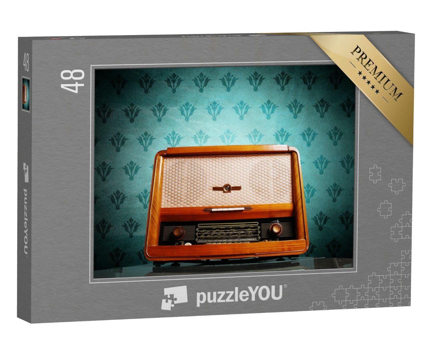 puzzleYOU Puzzle Hölzernes Vintage-Radio, 48 Puzzleteile, puzzleYOU-Kollektionen Nostalgie