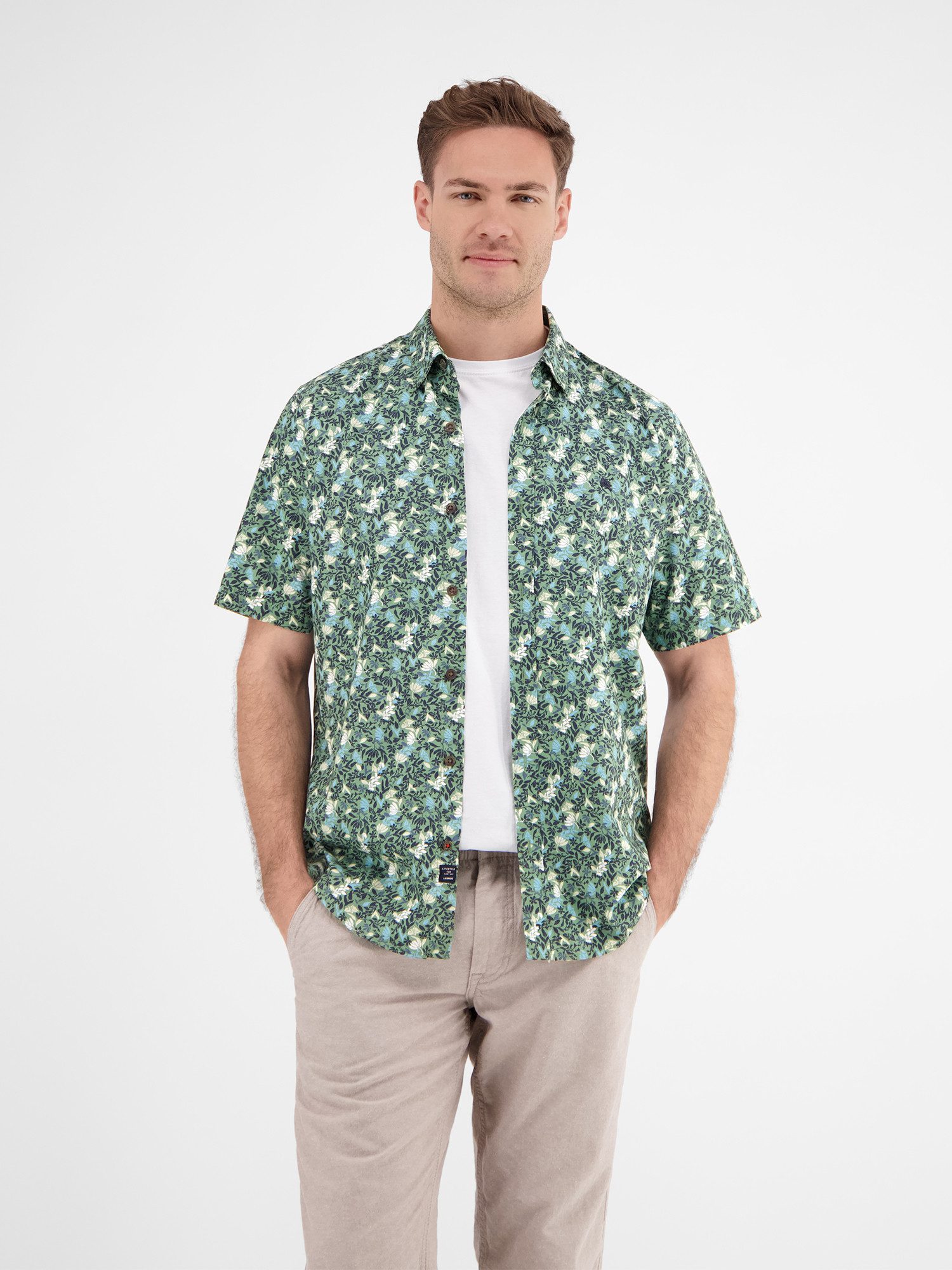 LERROS Kurzarmhemd Herren Halbarmhemd, floral bedruckt