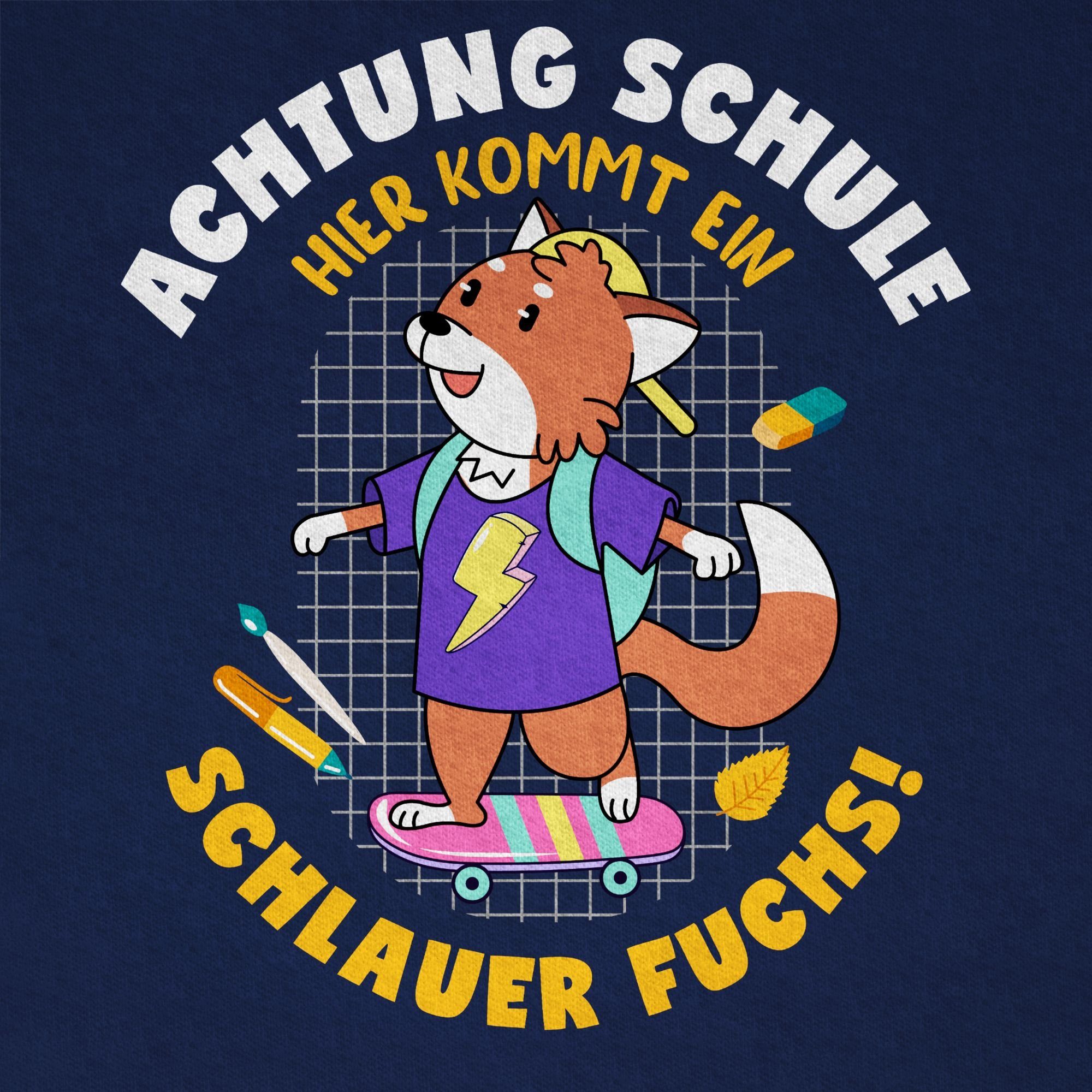 Dunkelblau Schulanfang Schlauer Fuchs 01 Einschulung Geschenke T-Shirt Shirtracer Junge