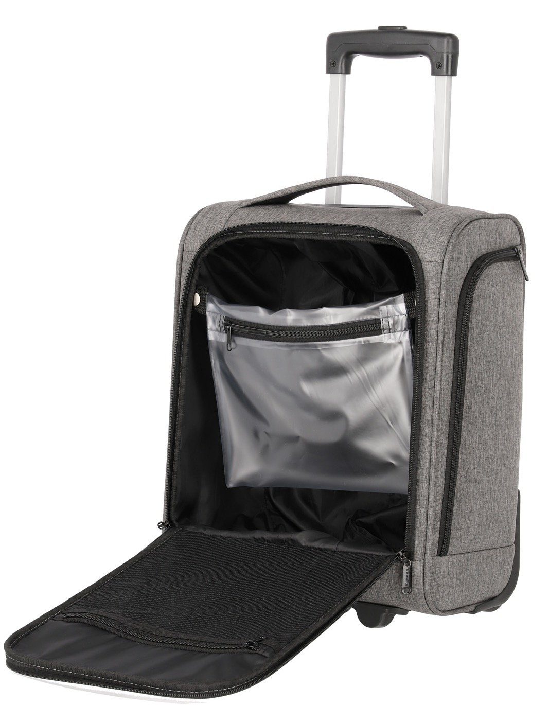 travelite Weichgepäck-Trolley CABIN Bordtrolley Underseat, 43 cm, 2 Rollen, Handgepäck-Koffer Reisekoffer mit Aufsteckfunktion Bordgepäck
