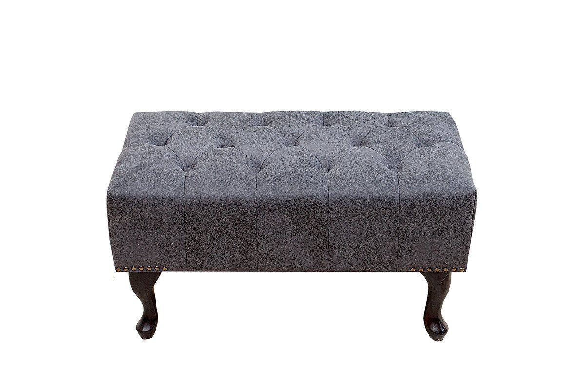 Casa Padrino Chesterfield-Sessel Chesterfield Fußhocker Grau Antik Look aus dem Hause