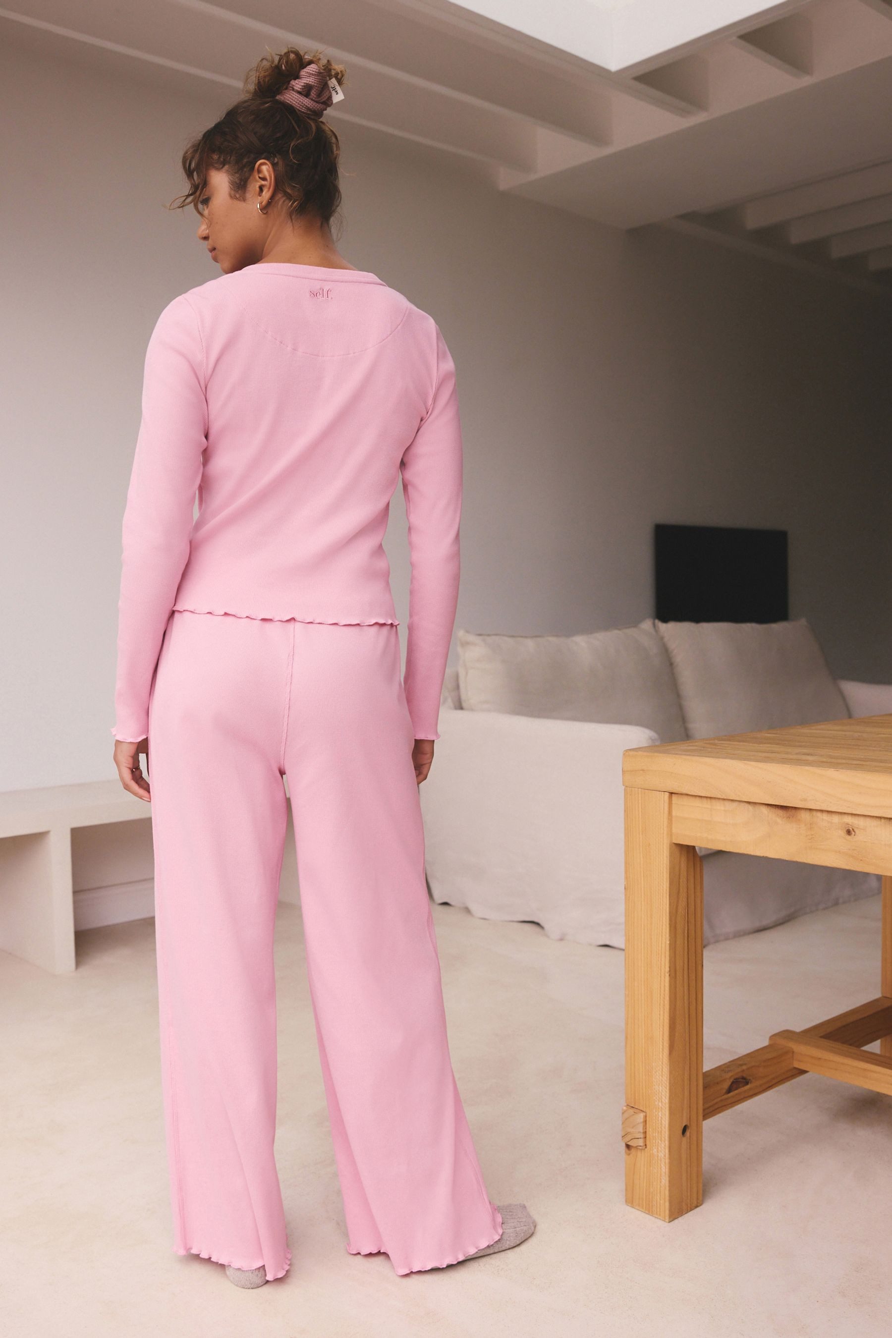 self Pyjama Self. Gerippter Schlafanzug mit Knopfleiste (2 tlg) günstig online kaufen