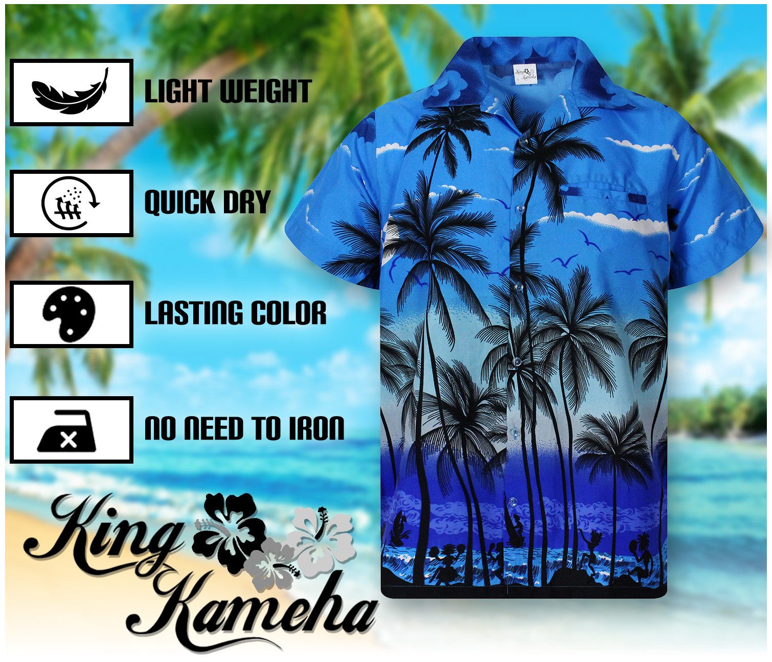 King Kameha Hawaiihemd Beach Eclectic Funky Hawaii-Hemd, Herren, Kurzarm, Front-Tasche – Bild 5 von 5