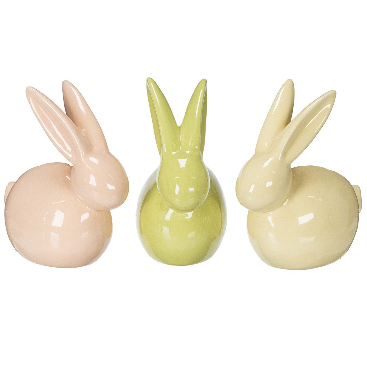 Viana Osterhase Keramik Hase Osterdeko Figur für Tisch und Fensterbank, 3 Stück