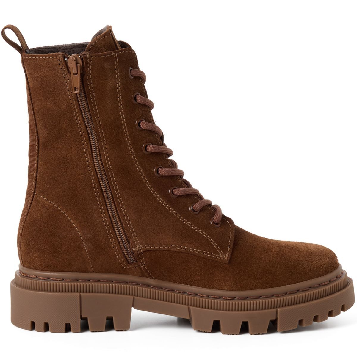 Tamaris 1-25276-41/305 Stiefelette Schnürboot aus Veloursleder mit Fleecefutter