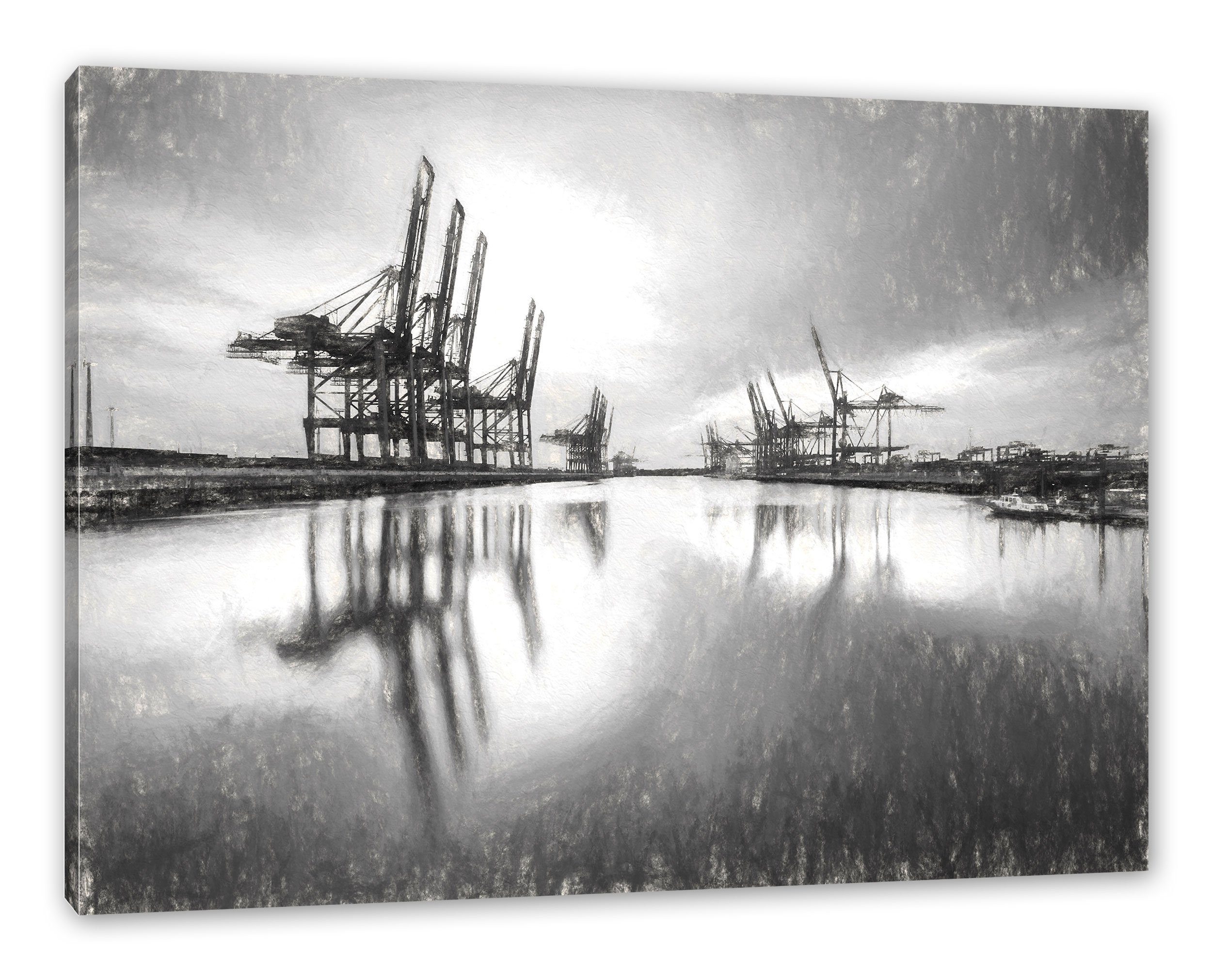 Pixxprint Leinwandbild Hafen im Abendschein, Hafen günstig online kaufen