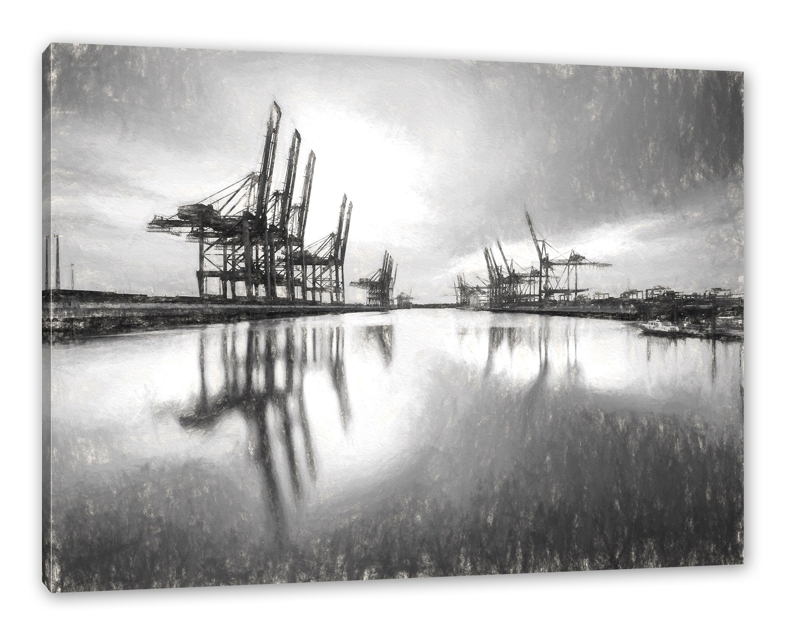 Pixxprint Leinwandbild Hafen im Abendschein, Hafen im Abendschein (1 St), Leinwandbild fertig bespannt, inkl. Zackenaufhänger