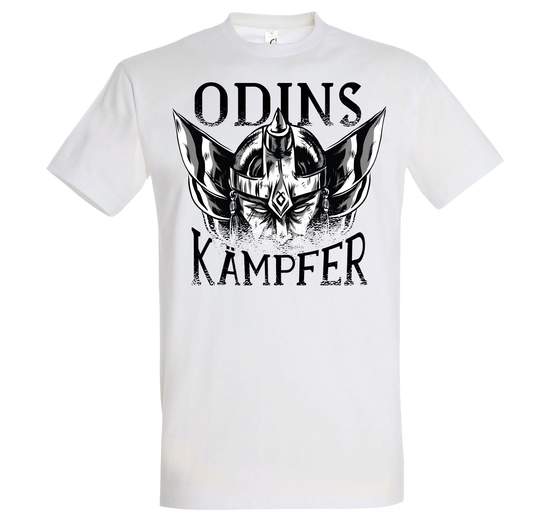 Herren T-Shirt Frontdruck Odins Youth Designz Kämpfer Weiss T-Shirt mit Trendigem