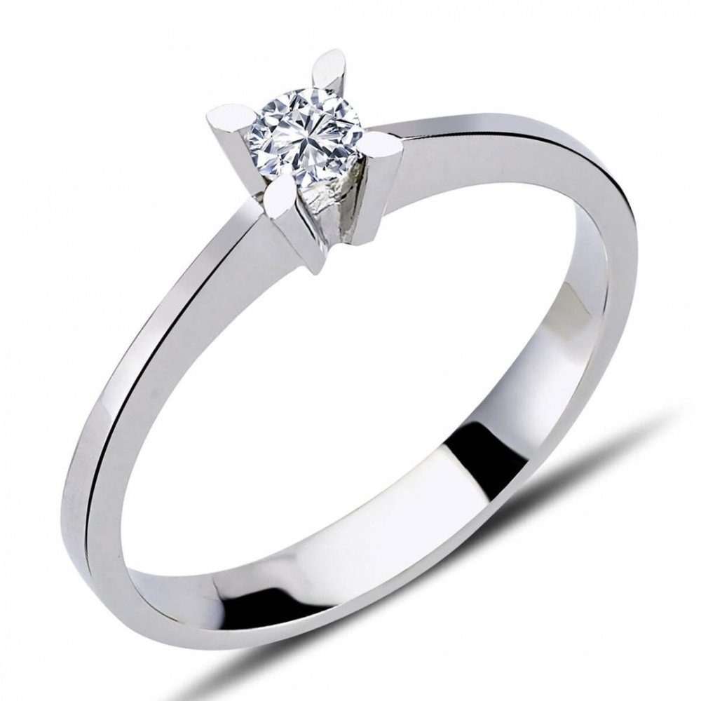 EinStein Diamant Diamantring 0,15 Carat Diamant Solitär Ring Antragsring 14  Karat Weißgold