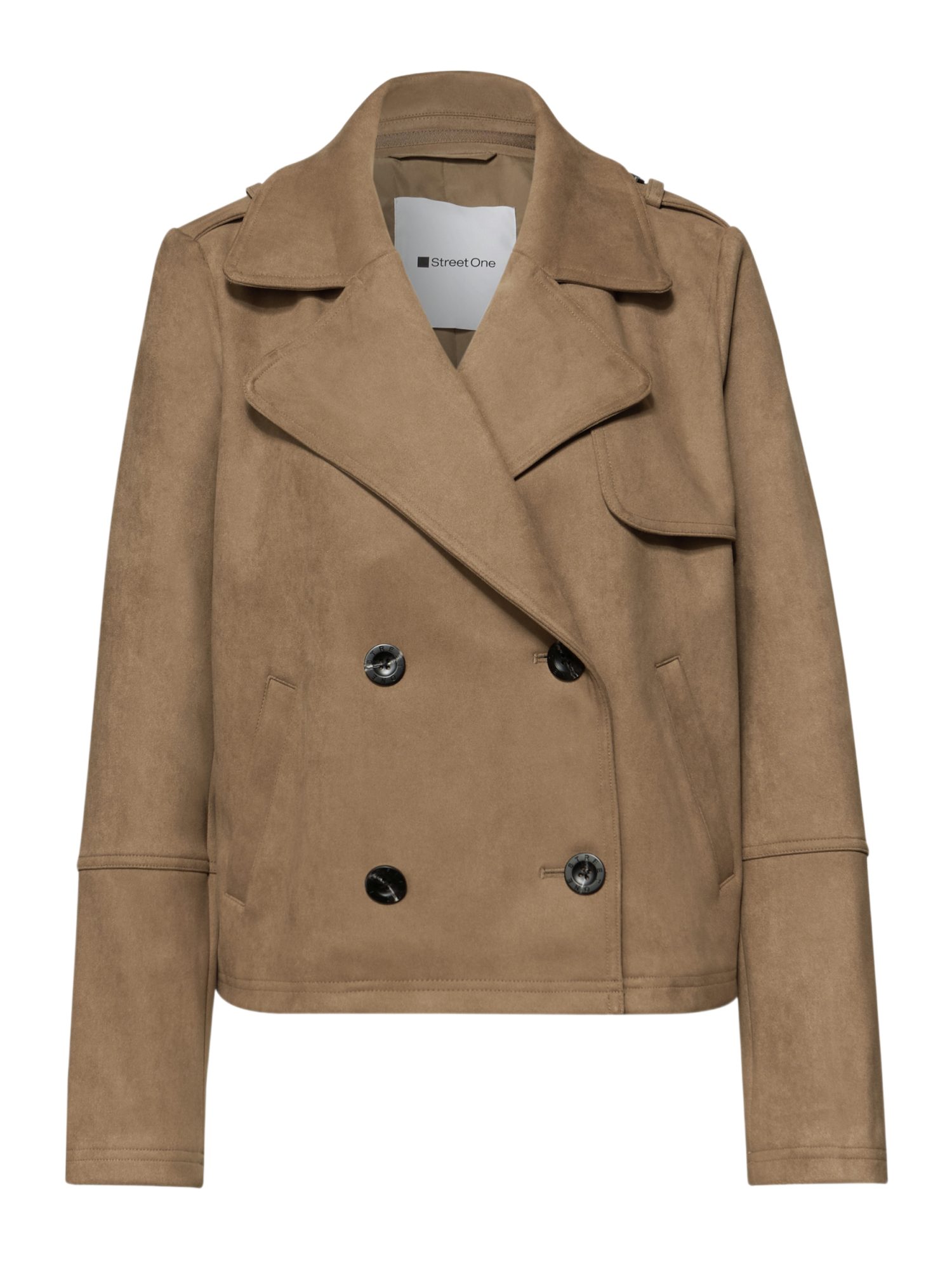 STREET ONE Lederjacke braun,Outdoor,Polyester,Unifarben,Reverskragen,Lang,Regular Fit