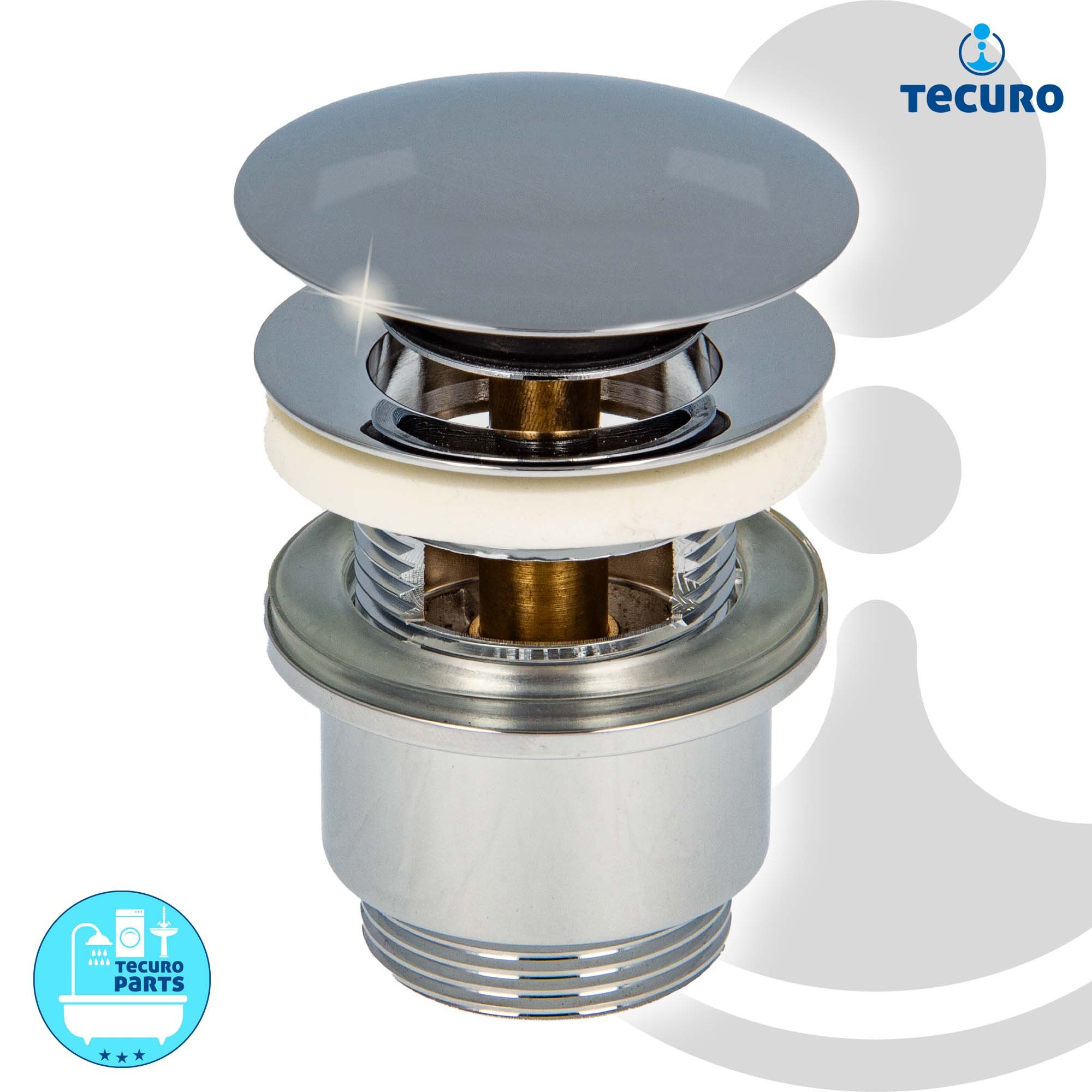 tecuro Siphon Siphon mit Pop Up Ablaufventil verchromt- Set für Waschtisch, (Ablaufventil und Röhrensiphon) – Bild 5 von 5