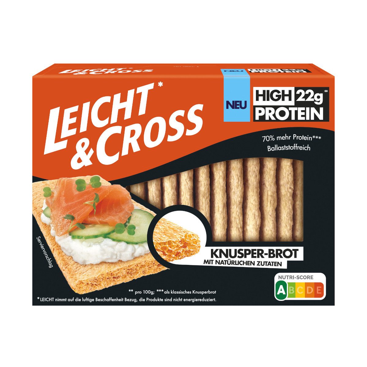 Leicht & Cross Kekse, Leicht und Cross Knusper Brot High Protein luftig und knusprig 115g