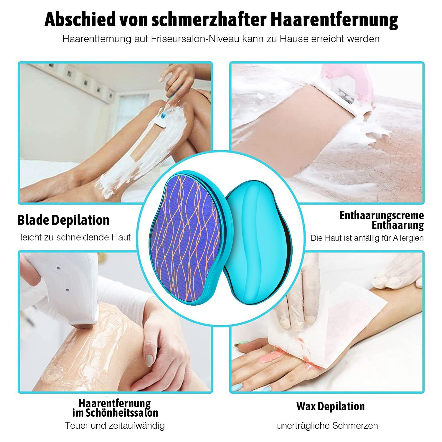 COOL-i ® Epilierer Kristall Haarentferner,Wiederverwendbar für glatte Haut, sanfte Haarentfernung ohne Klinge, Chemie & Plastik