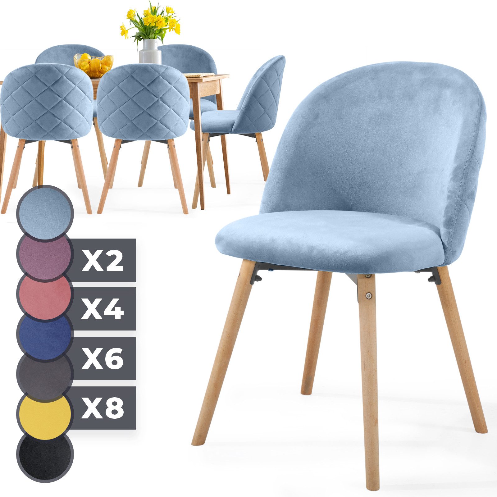 MIADOMODO Esszimmerstuhl -Farbwahl, 2/4/6/8Set, Gepolstert, Beine günstig online kaufen