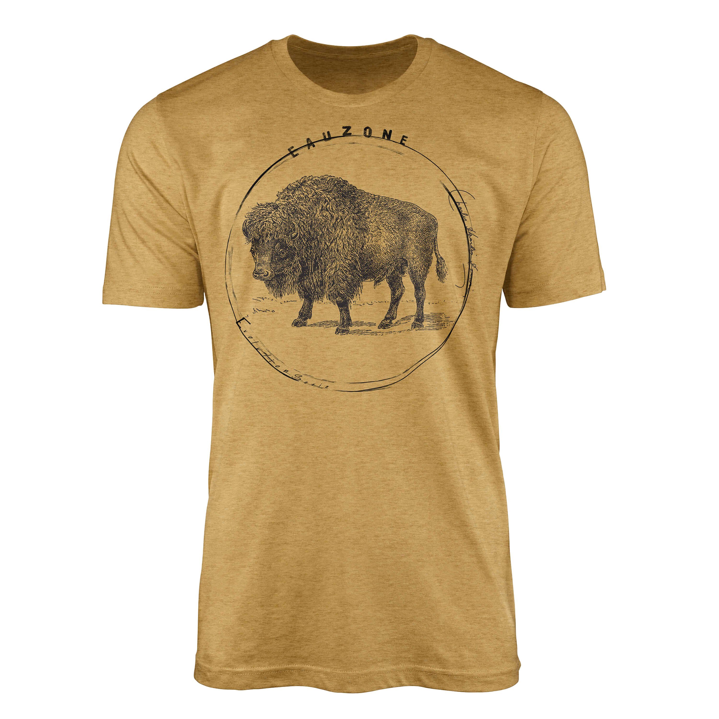 Sinus Art T-Shirt Evolution Herren T-Shirt Bison Antique Gold
