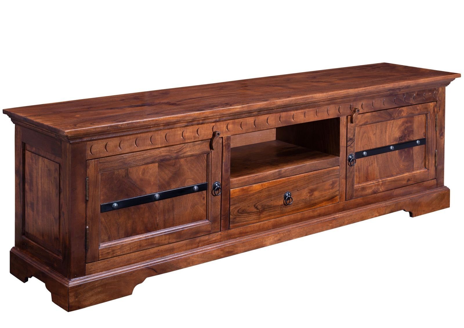 Massivmoebel24 TV-Board OXFORD (Massivholz), TV-Board Akazie 170x40x55 nougat lackiert OXFORD #324