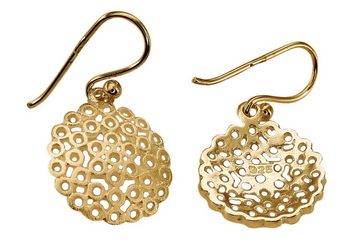 SILBERMOOS Paar Ohrhänger Ohrhänger Ornament vergoldet, 925 Sterling Silber