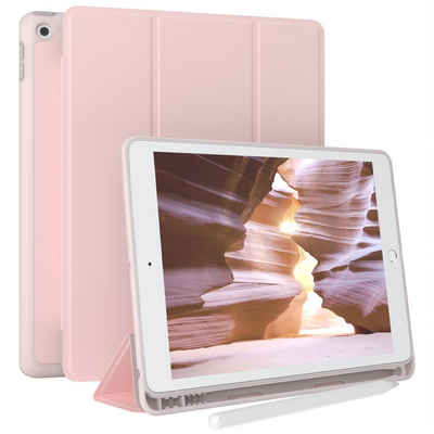 EAZY CASE Tablet-Hülle Penholder Smartcase für iPad 7. / 8. / 9. Gen. 10,2 Zoll, Hülle mit Stifthalter magnetisch kratzfeste Tasche zum Aufkappen Rosa