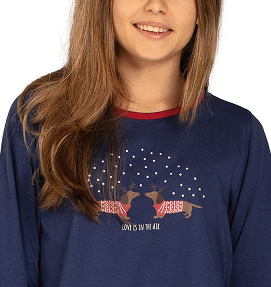 comtessa Nachthemd Comte Kids (Set, 1-tlg., 1-teilig) Mädchen Sleepshirt Pyjama Langarm Baumwolle Dackel