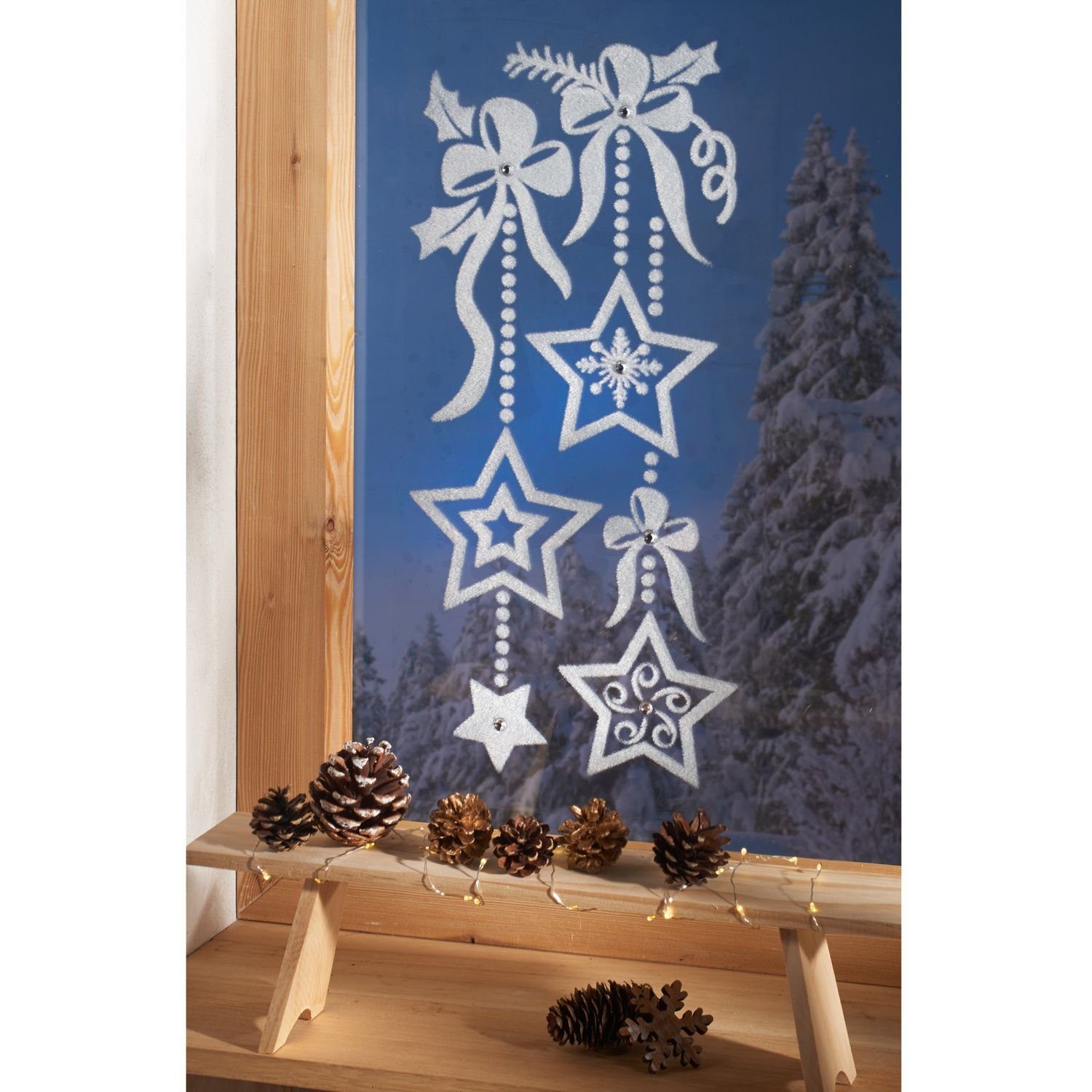 3PAGEN Fenstersticker Fensterbild Sternenmotiv Weihnachtsdekoration Fensterdeko Winterdeko w