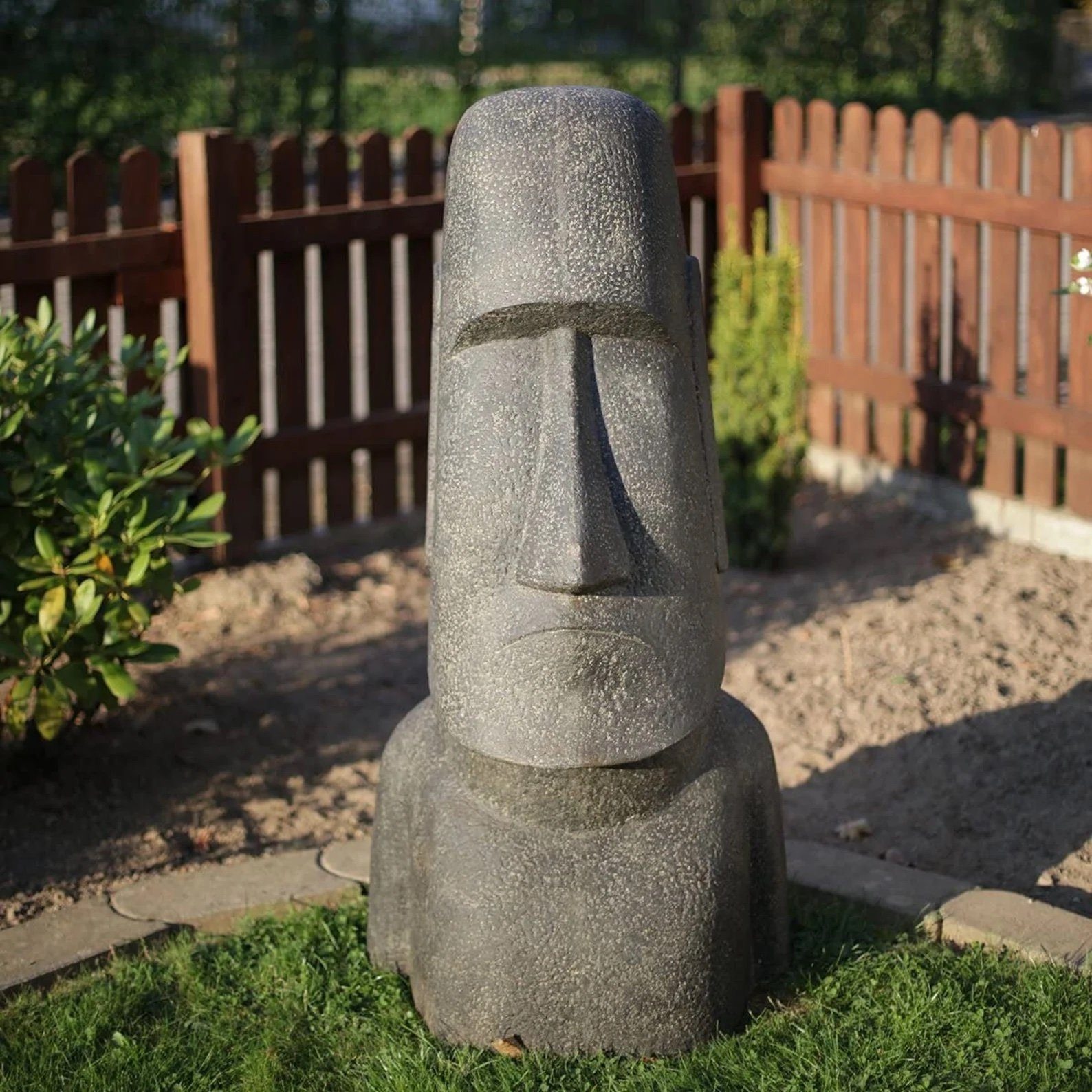 FaHome Gartenfigur Rapa NUI Moai Statue, Skulptur Garten Lavasand