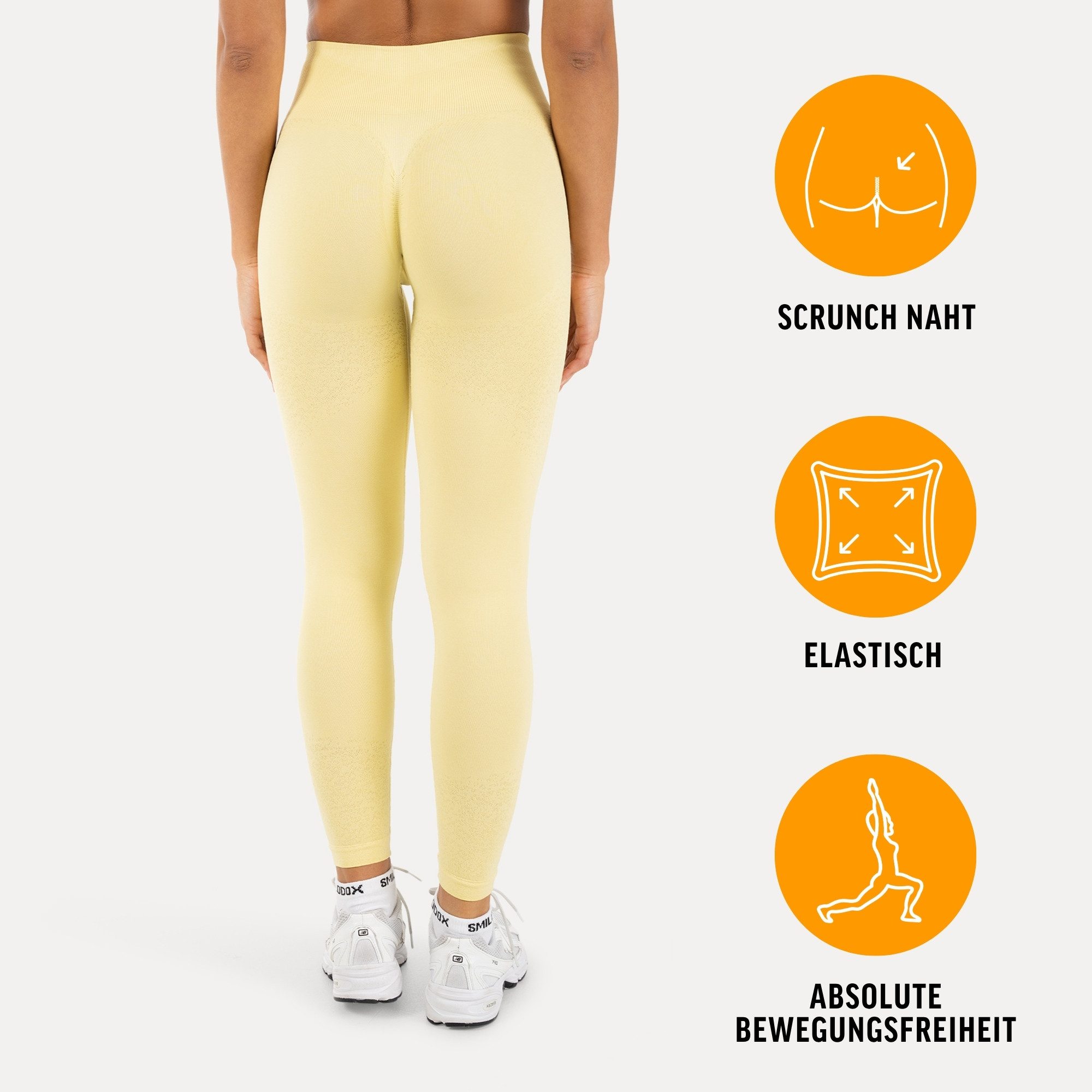 Smilodox Leggings Timea Sporthose Damen, Scrunch, Shaped Fit, High Waist, Gym Scrunch Naht, Rippstruktur, Shaped Fit, hoher Bund, Stretch