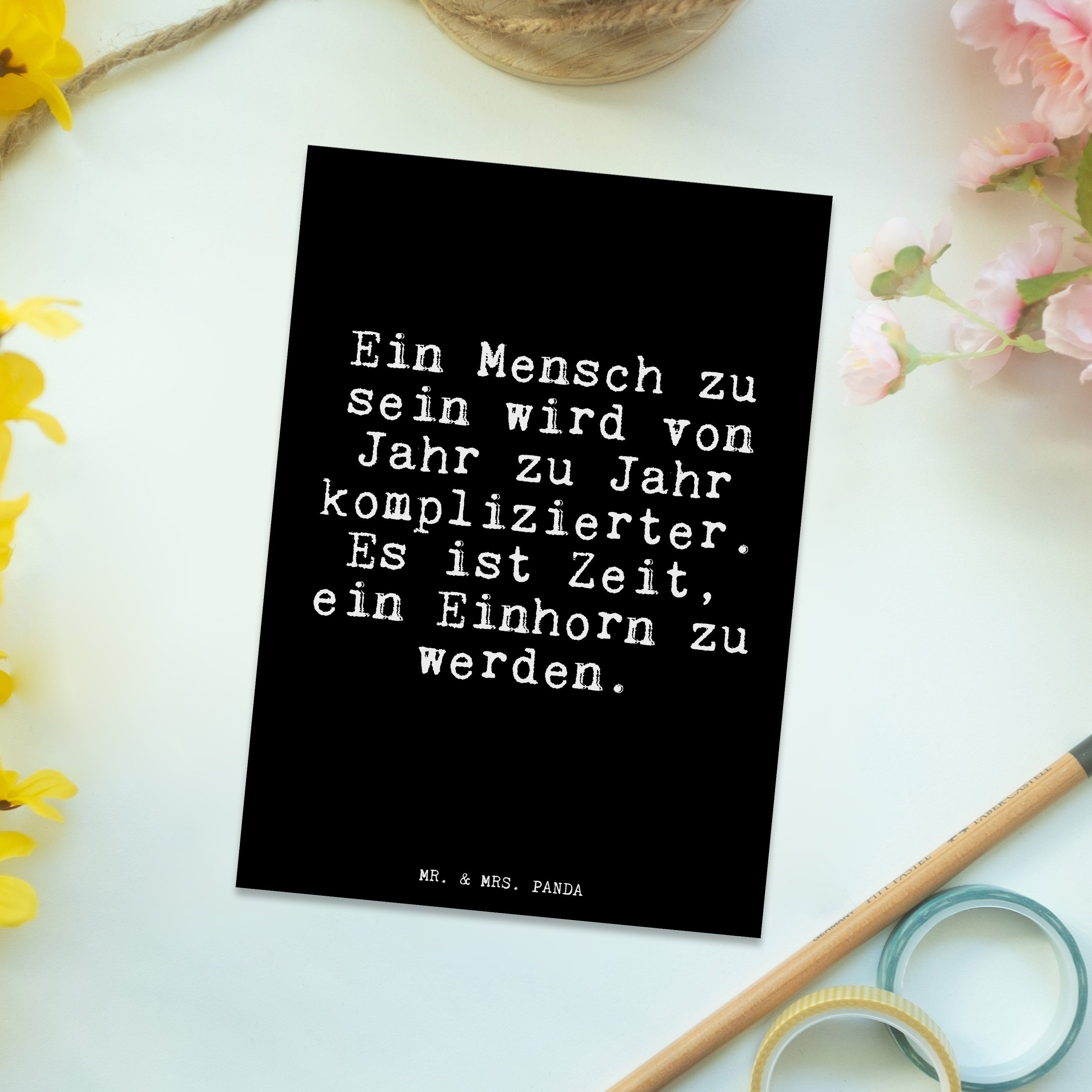 sein... Postkarte Mr. - zu Schwarz Mensch Panda Liebe, Geschenkkarte, Ein Mrs. Geschenk, & lus -