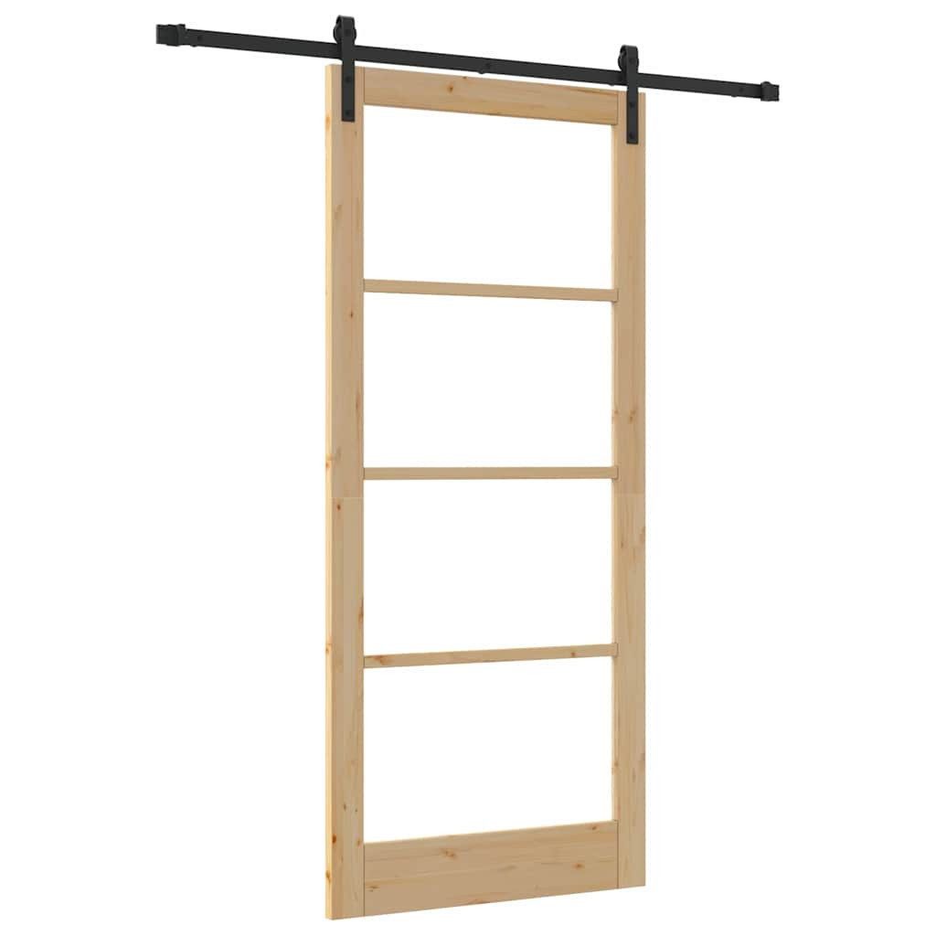 vidaXL Haustür Schiebetür ORKDAL Natürlich und Schwarz 93 x 211 cm (1-St)