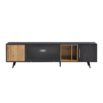 BlingBin TV-Schrank Lowboard (1-St) 200x40x55,5 cm, Glastür, für einen 90-Zoll-Fernseher geeignet