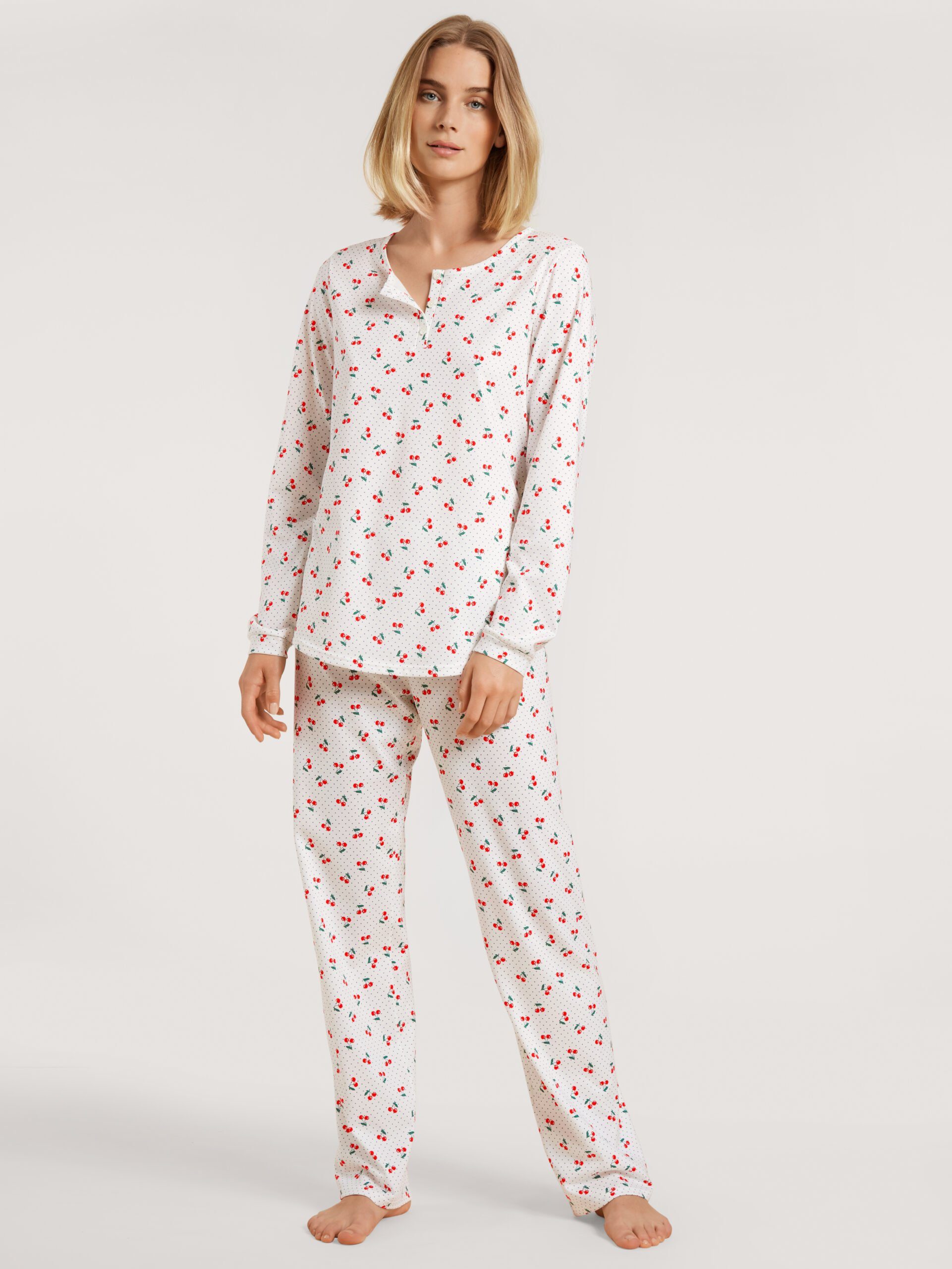 CALIDA Pyjama Calida Damen Pyjama 43953 red glow (1 Stück, 1 tlg., 1 Stück)