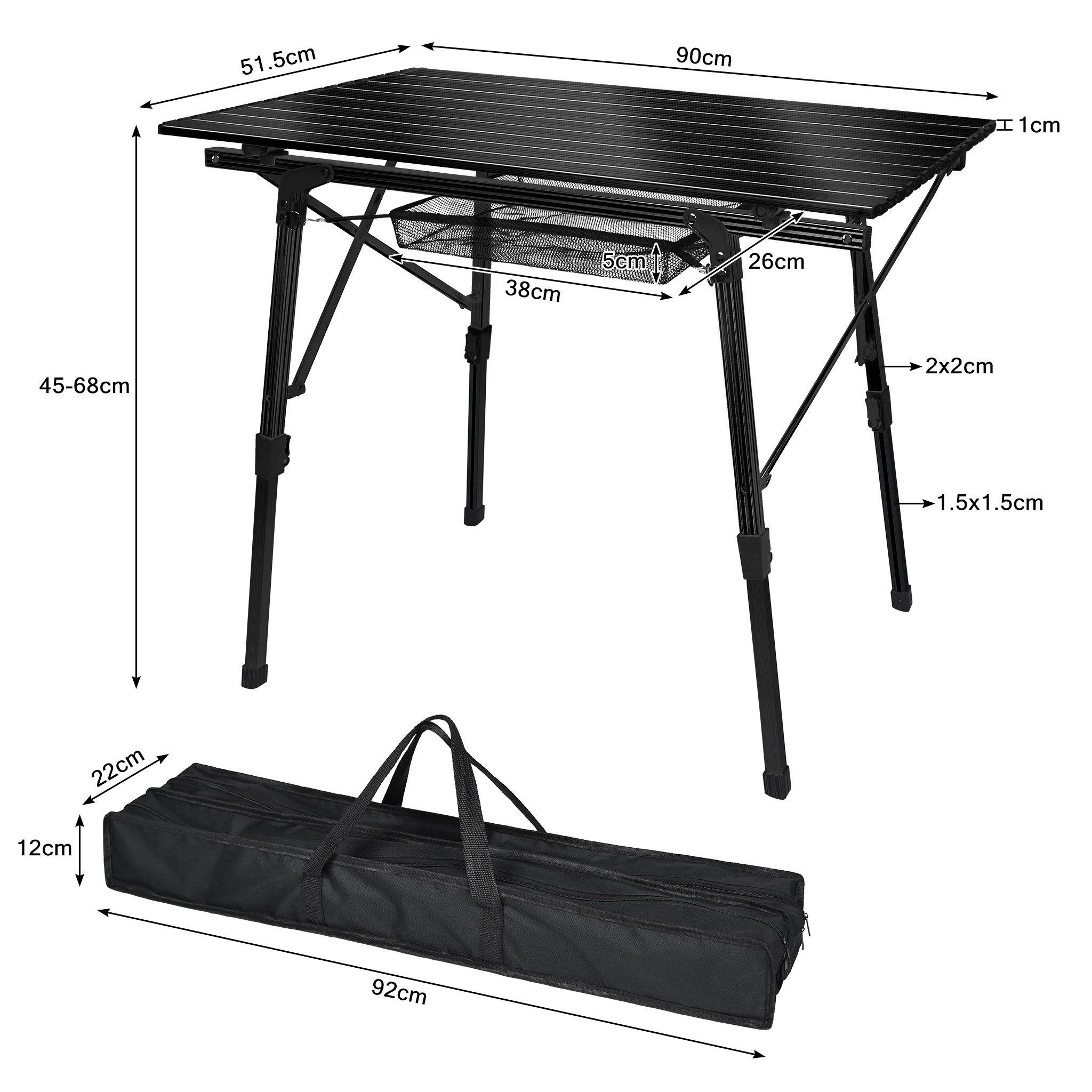 FIVMEN Campingtisch Camping Beistelltisch Faltbar Gartentisch Höhenverstell günstig online kaufen