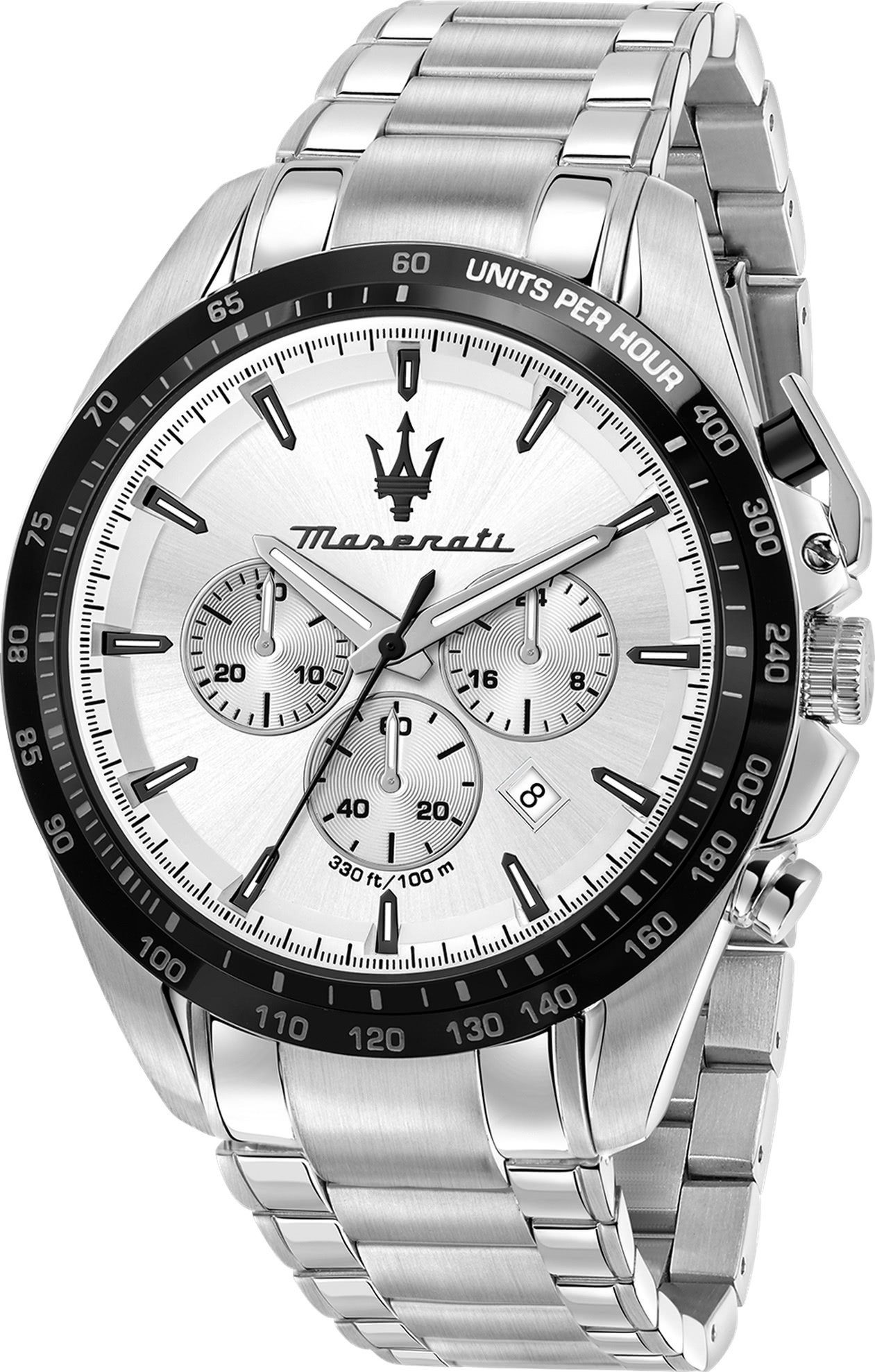 MASERATI Chronograph Maserati Herrenuhr Chronograph, (Chronograph), Herrenuhr rund, groß (ca. 45mm) Edelstahlarmband, Made-In Italy